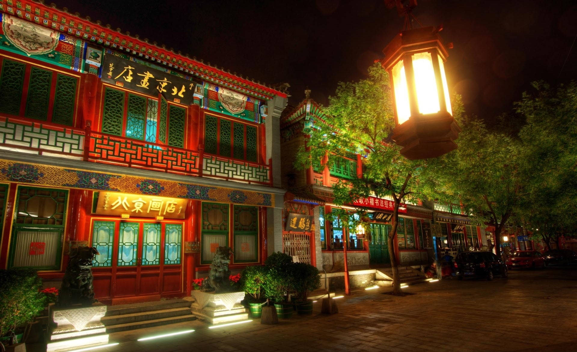 Chinese House, evening, traditional Chinese architecture, Full HD Desktop Wallpaper