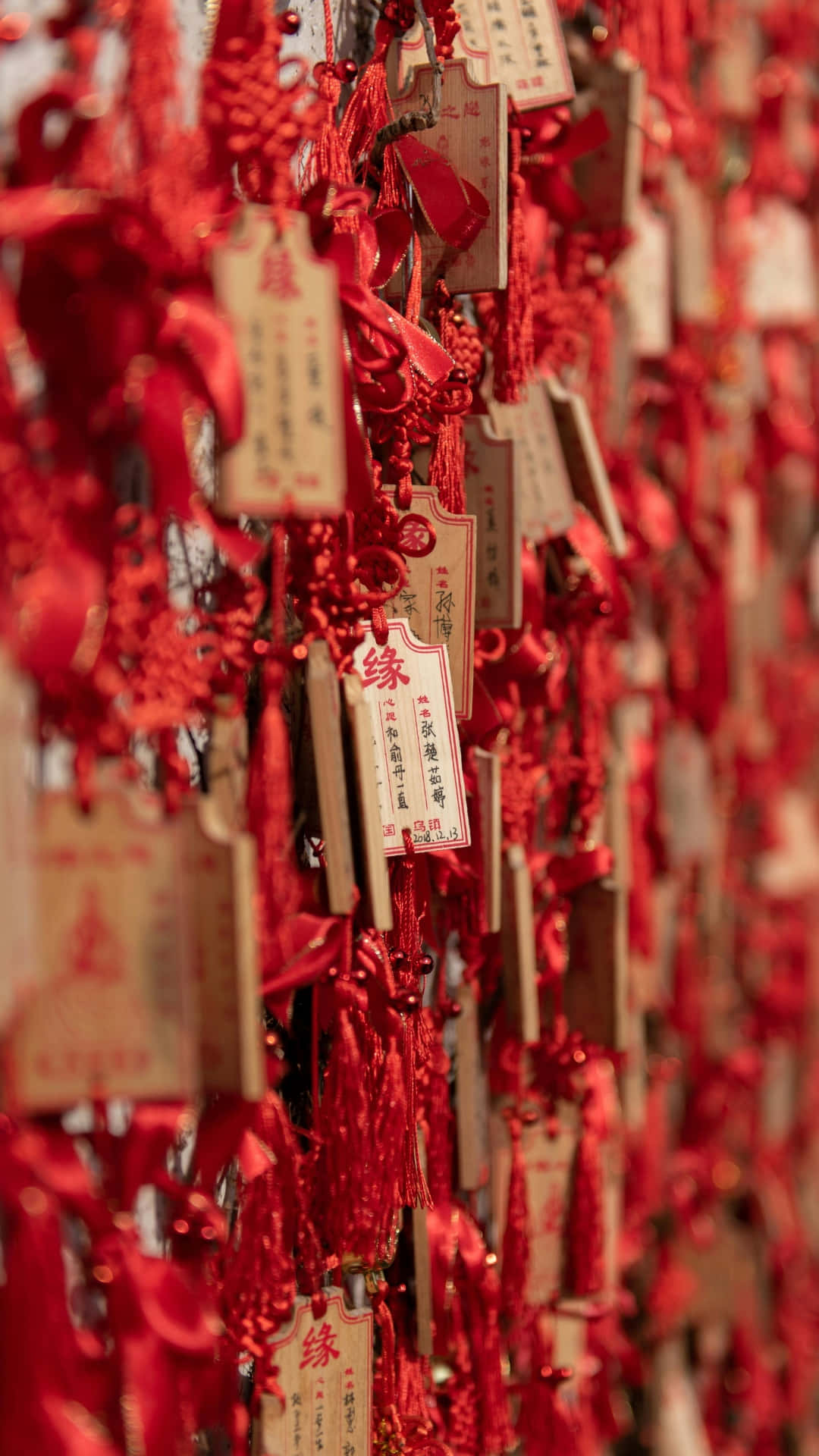 Chinese Knots, wishing ribbons, paper tags, Full HD Phone Wallpaper
