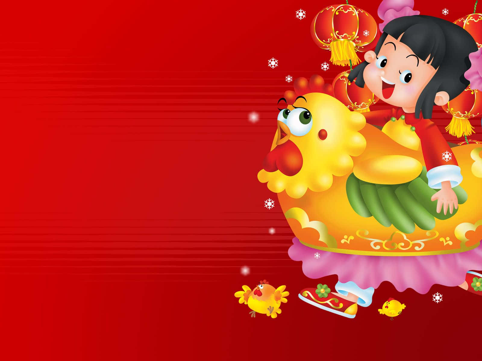Chinese New Year 2022, girl riding a chicken, festive yellow chicken, HD Desktop Wallpaper
