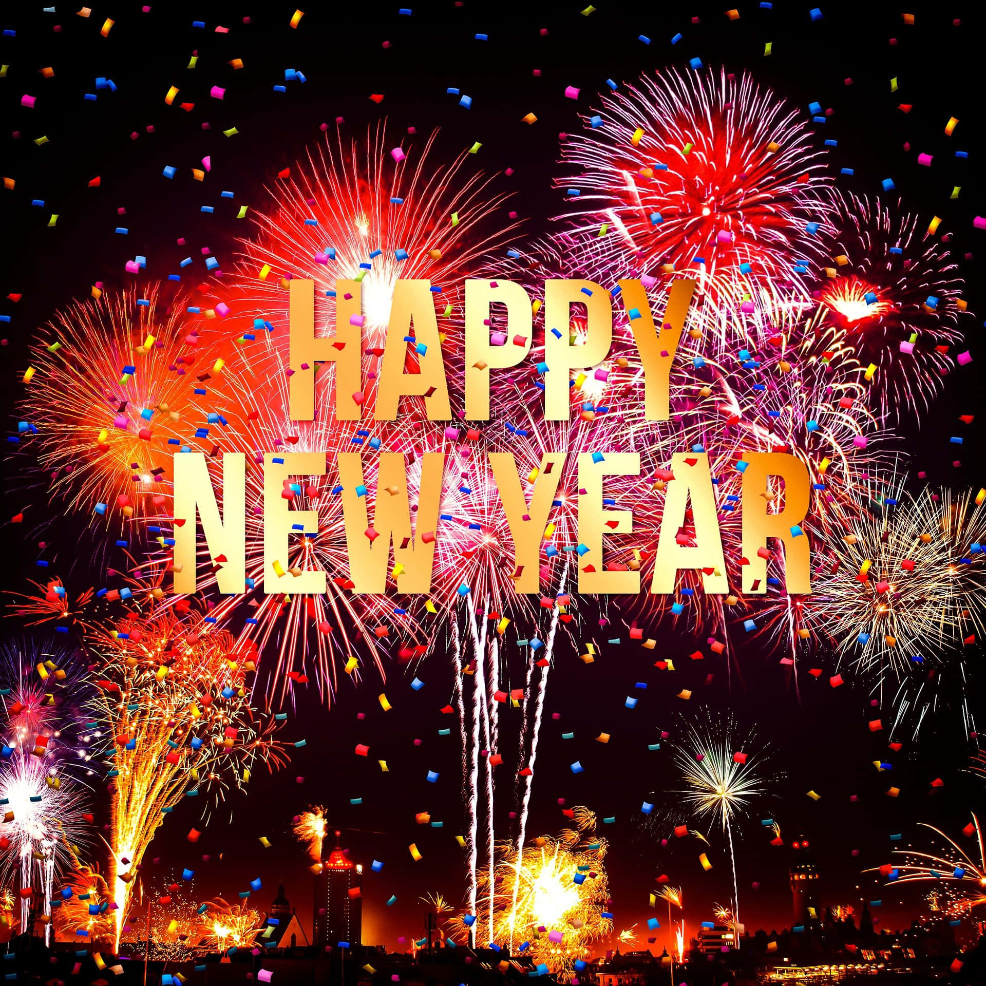 Chinese New Year 2022, fireworks, city skyline, Full HD Desktop Wallpaper