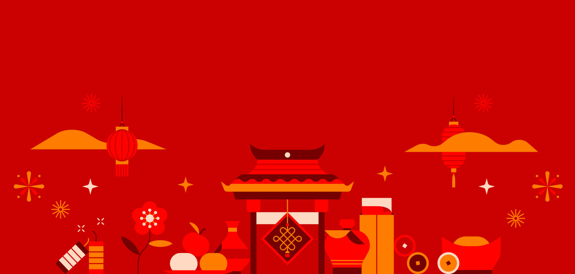 Chinese New Year 2022, red, lanterns, Full HD Desktop Wallpaper