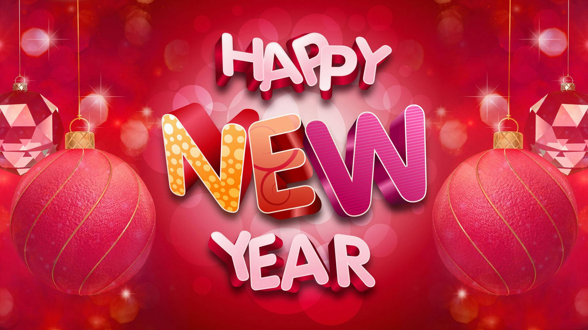 Red Chinese New Year Greetings, HAPPY NEW YEAR, vibrant red background, Full HD Desktop Wallpaper