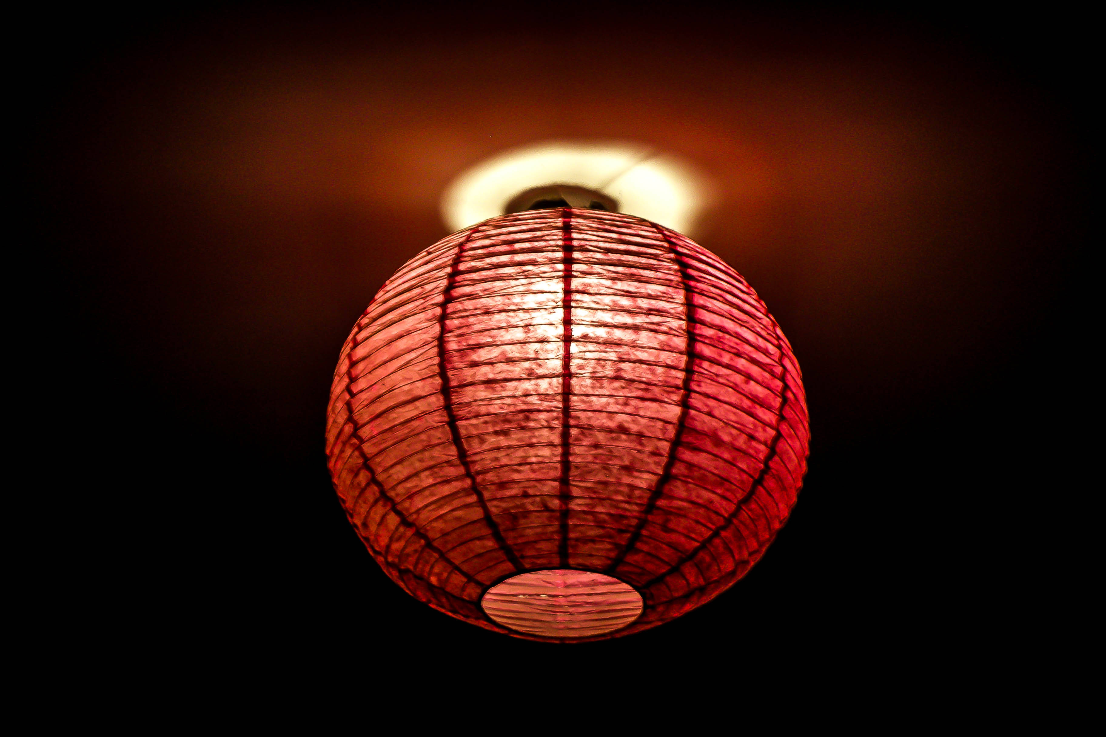 Aesthetic Red Chinese New Year Lantern, red paper lantern, glowing, 2K Desktop Wallpaper