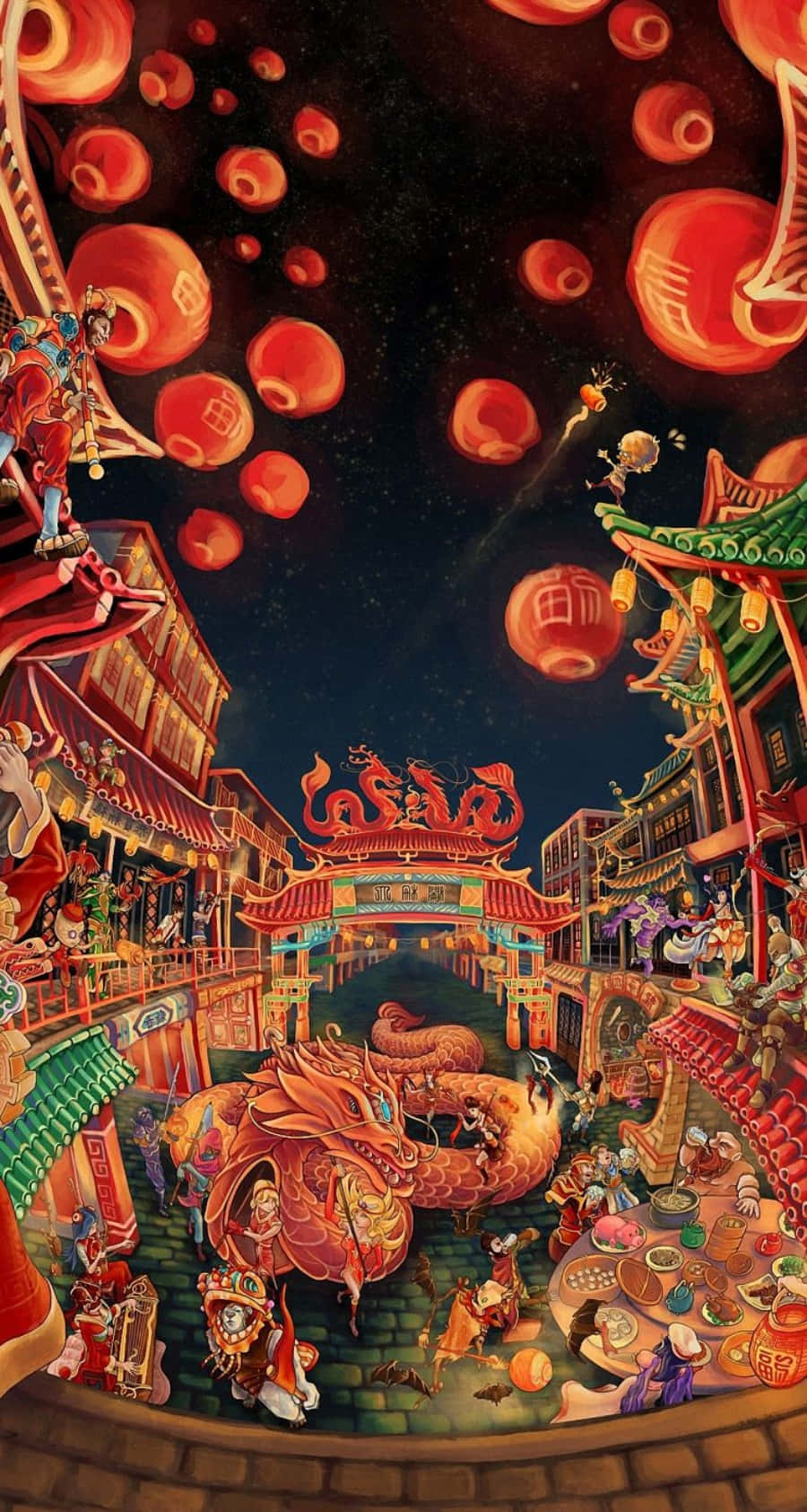 Chinese New Year, iPhone, red lanterns, HD Phone Wallpaper