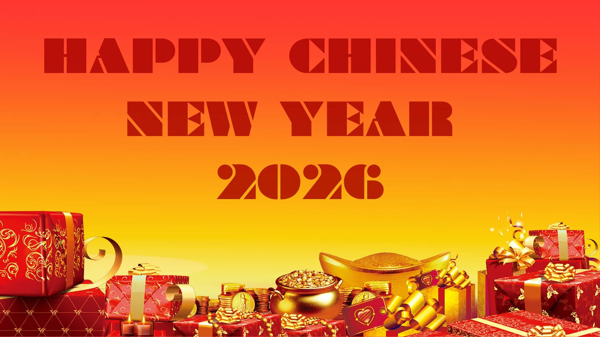 Chinese New Year 2026, red, gold, Full HD Desktop Wallpaper