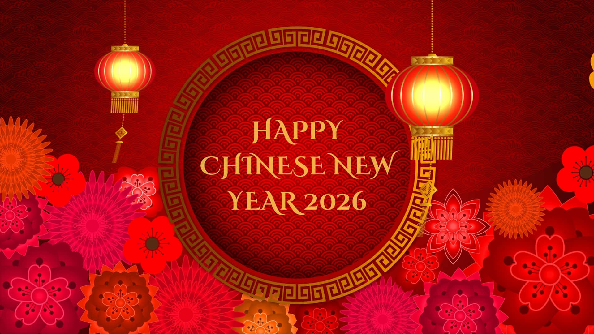 Chinese New Year 2026, red, gold, Full HD Desktop Wallpaper