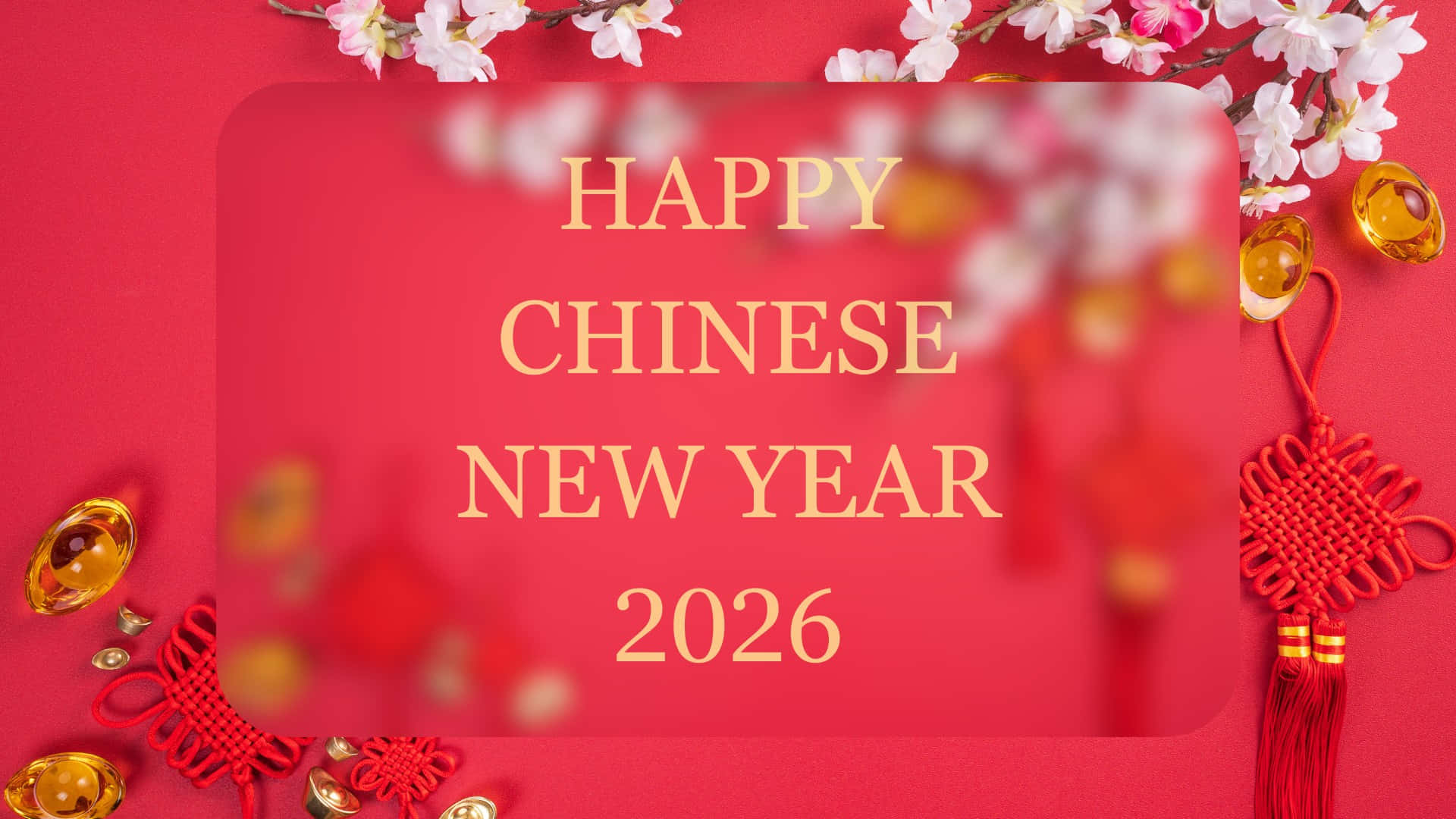 Chinese New Year 2026, red background, golden text, Full HD Desktop Wallpaper