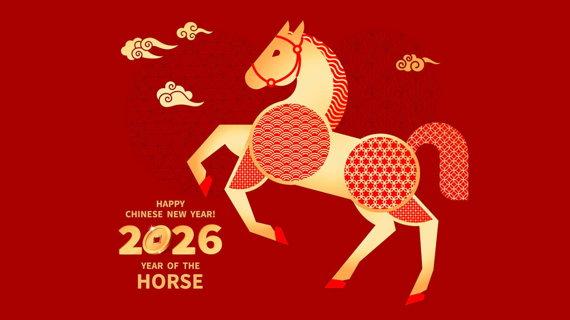 Chinese New Year 2026, horse, golden horse, Full HD Desktop Wallpaper