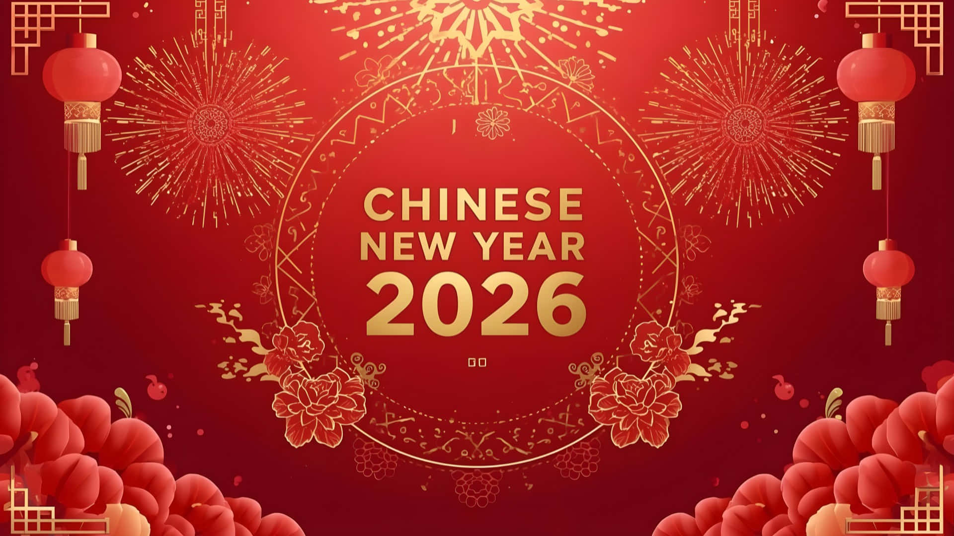 Chinese New Year 2026, red, gold, Full HD Desktop Wallpaper