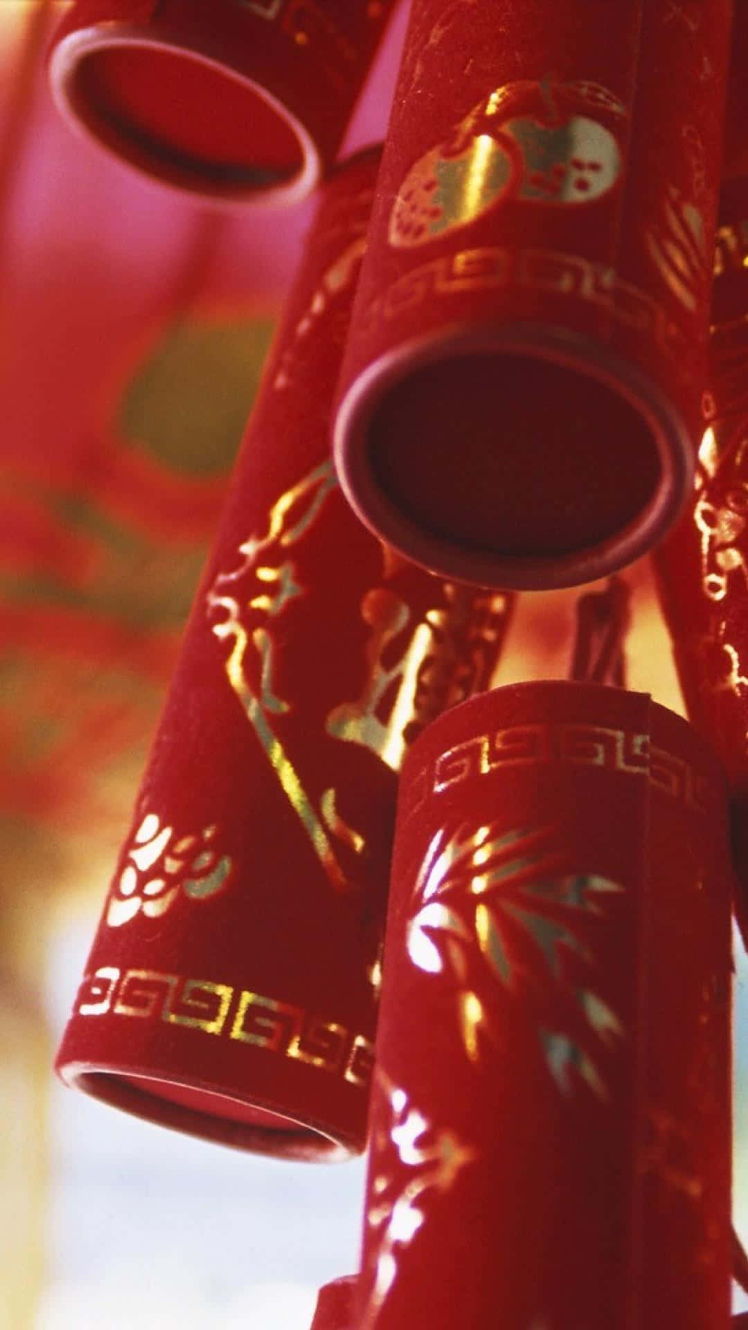 Chinese New Year, iPhone, red firecrackers, Full HD Phone Wallpaper