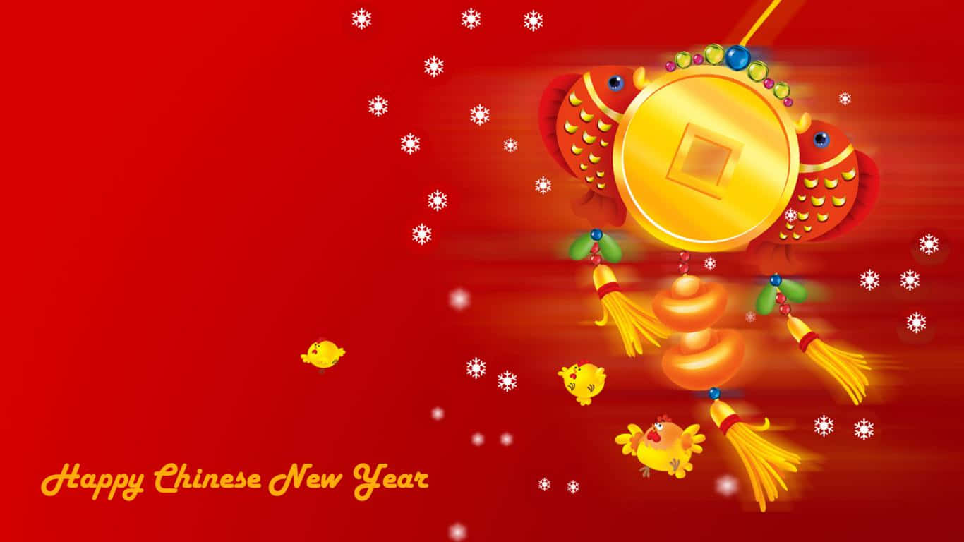 Chinese New Year 2022, red background, golden fish, HD Desktop Wallpaper