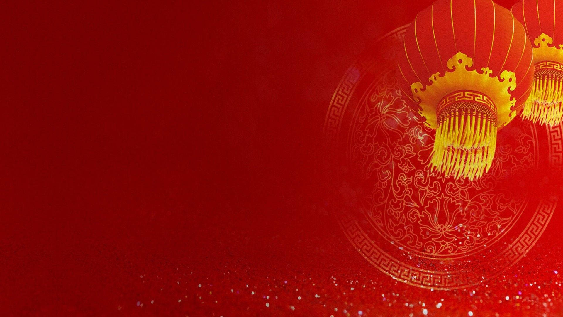 red lanterns, Chinese New Year, vibrant red background, Full HD Desktop Wallpaper