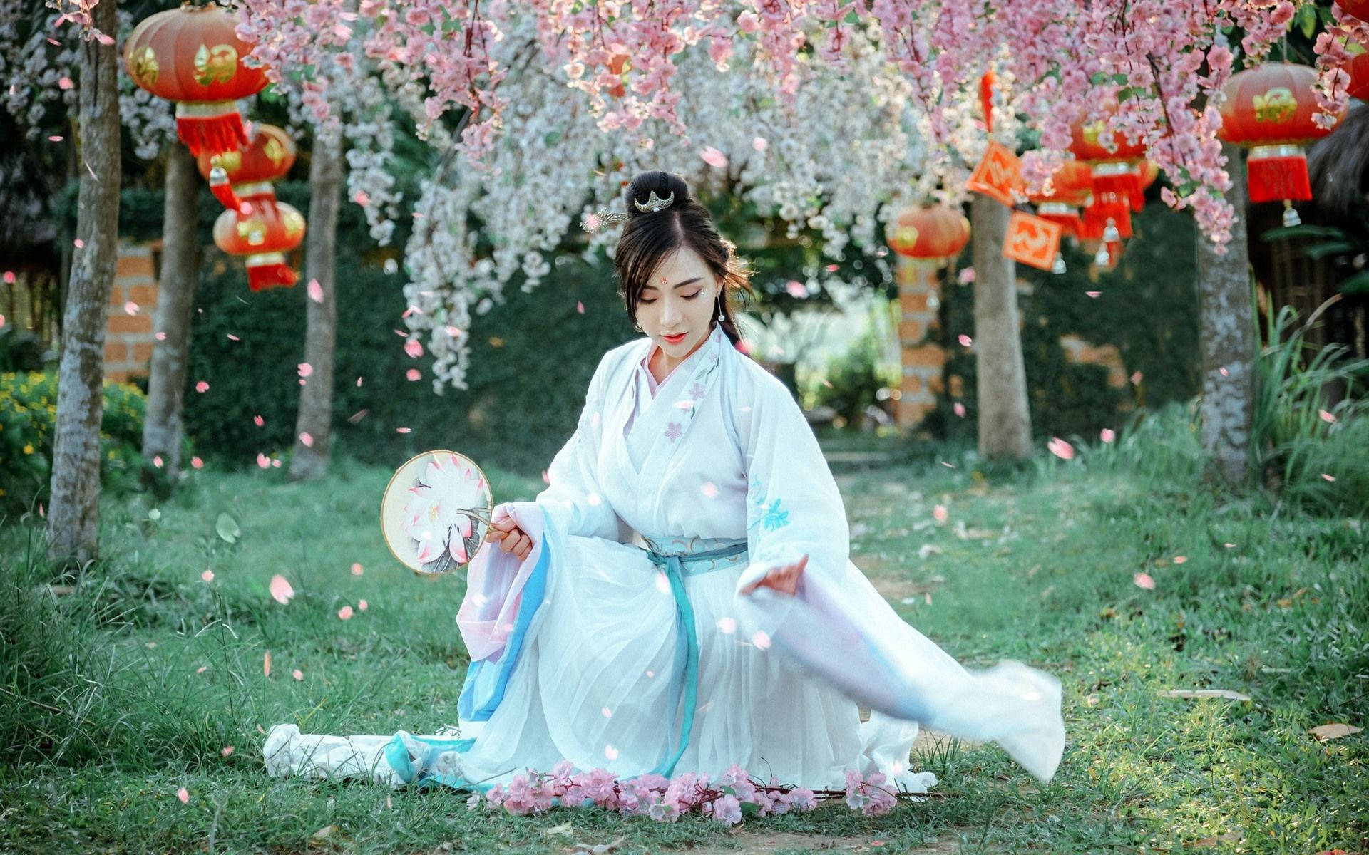 Chinese Girl, ancient costume, traditional attire, Full HD Desktop Wallpaper
