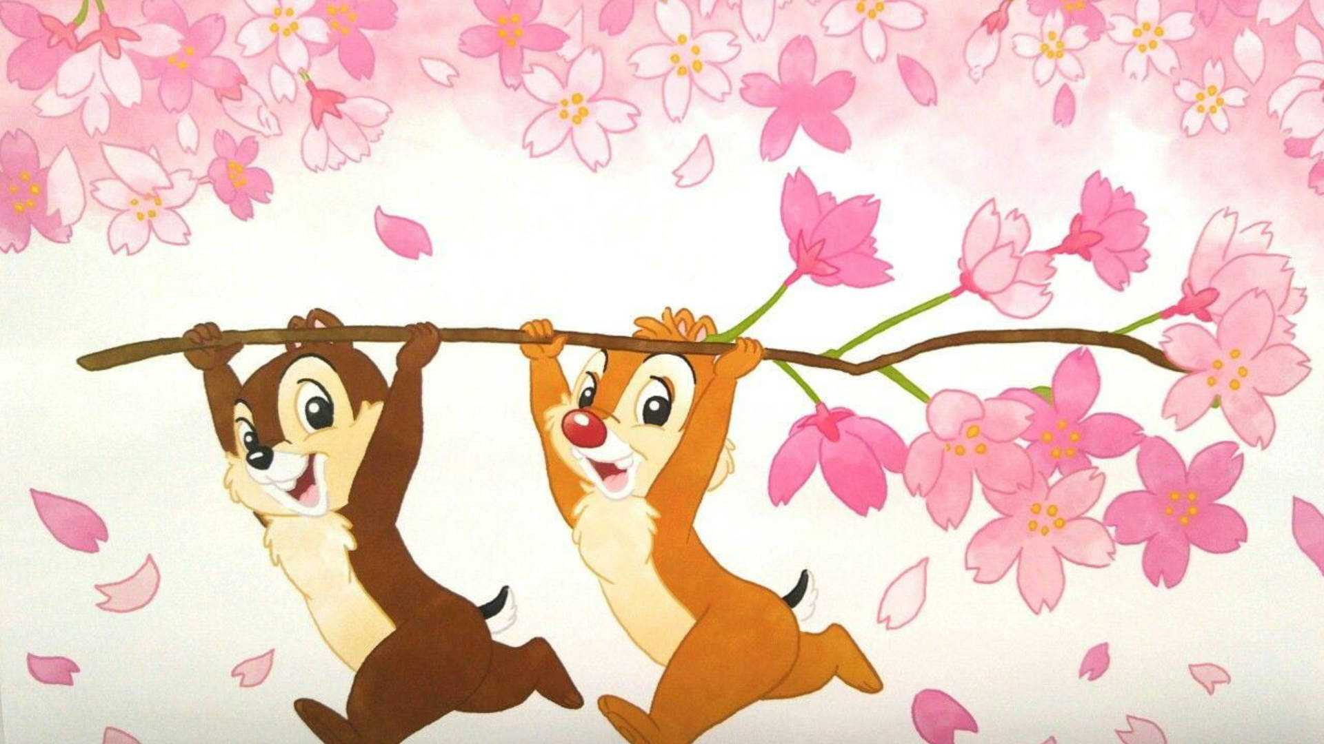 Chip N Dale Rescue Rangers, cherry blossom branch, pink petals, Full HD Desktop Wallpaper
