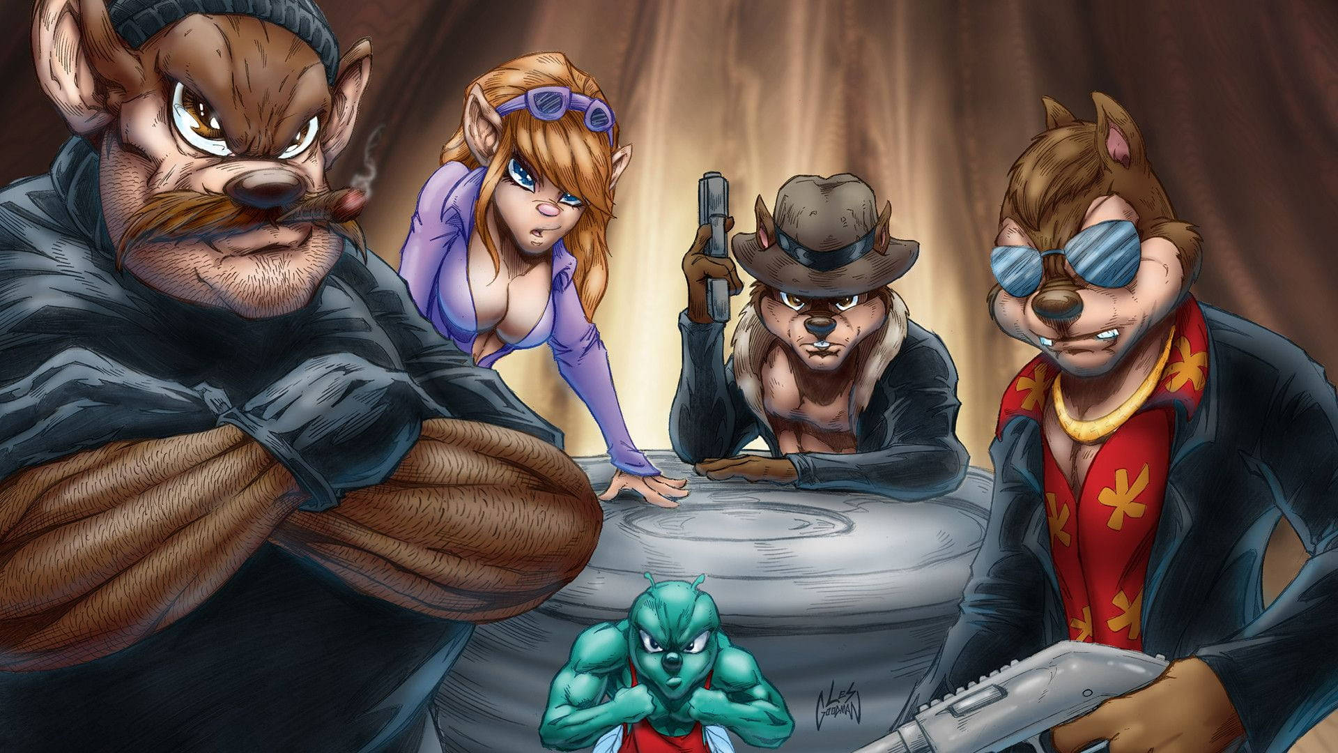 Chip N Dale Rescue Rangers, anthropomorphic animals, tense poker game, Full HD Desktop Wallpaper