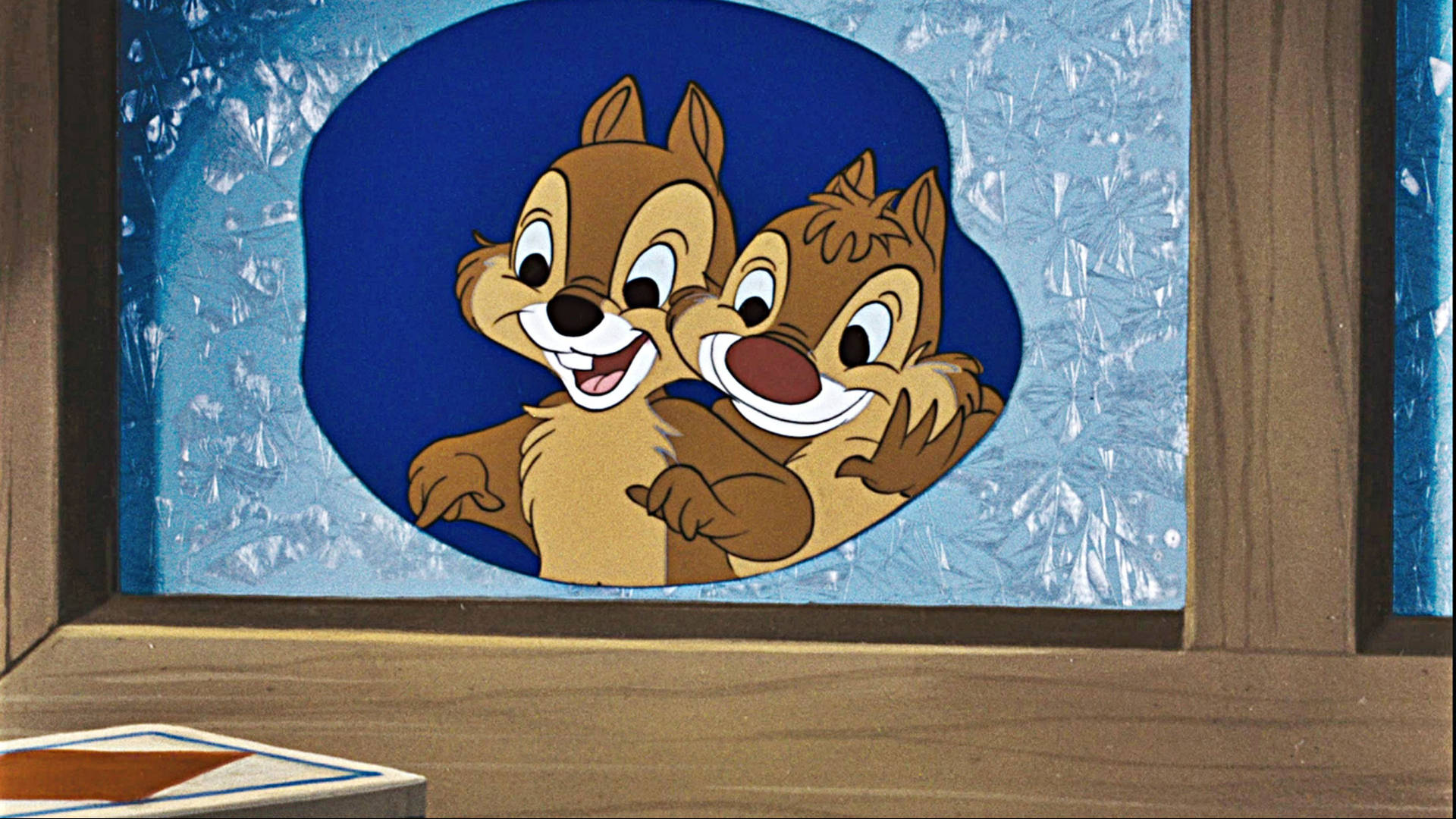 Chip N Dale Rescue Rangers, frosty window, two cheerful cartoon chipmunks, Full HD Desktop Wallpaper