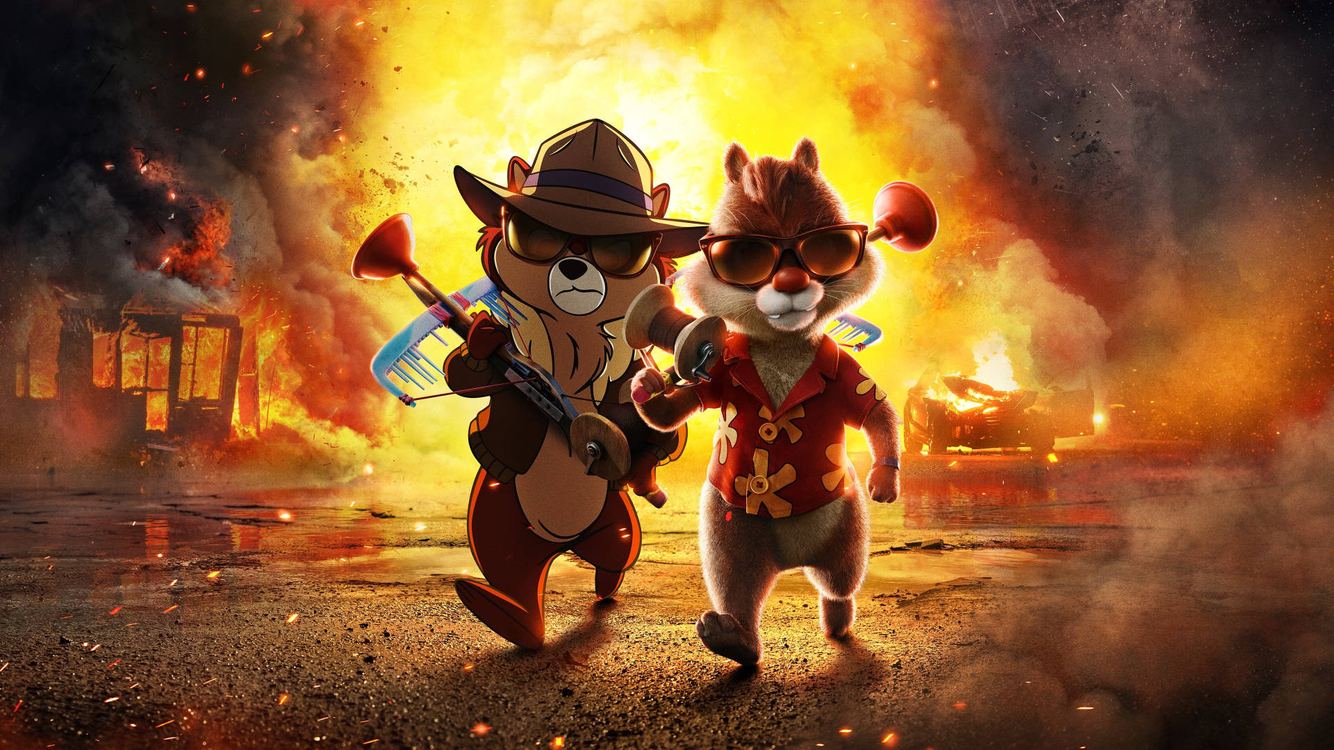 Chip N Dale Rescue Rangers, Hawaiian shirts, sunglasses, Full HD Desktop Wallpaper