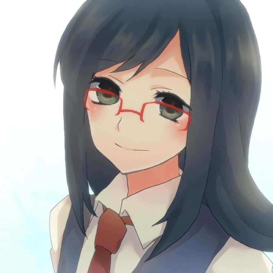 Chiriko Tsurumi, dark hair, red glasses, SD Desktop Wallpaper