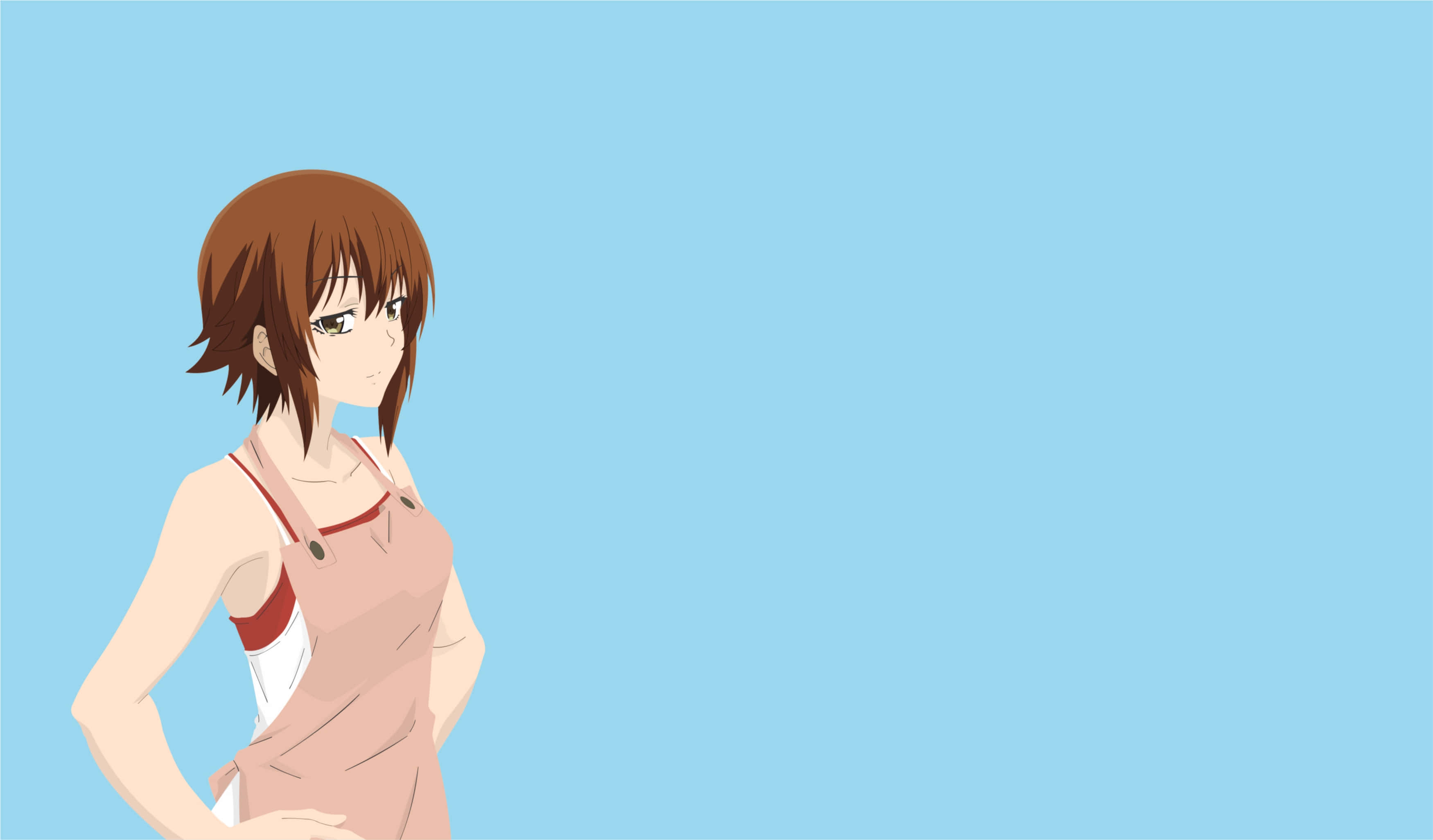 Chisa Kotegawa, brown hair, green eyes, 2K Desktop Wallpaper