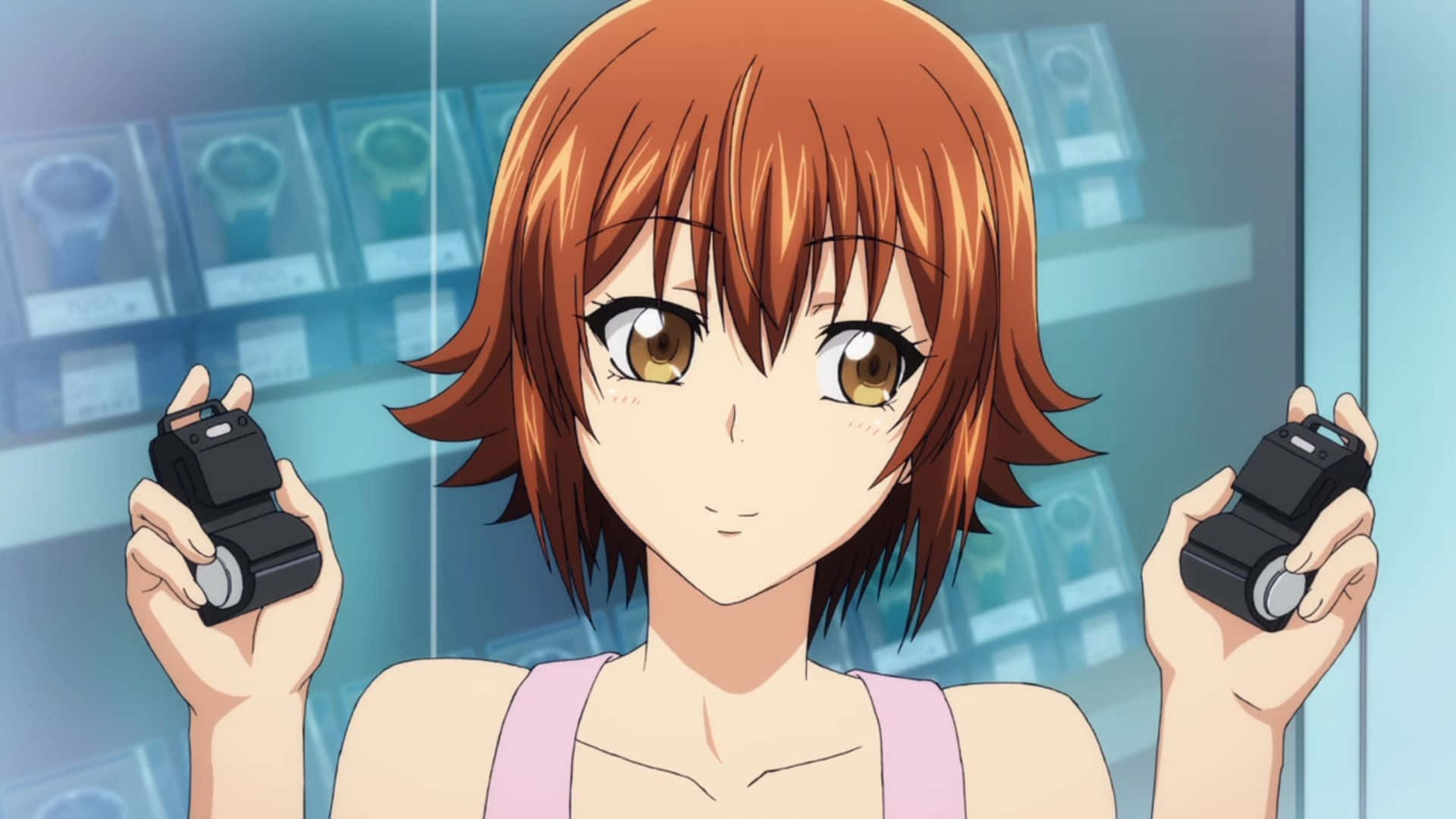 Chisa Kotegawa, orange hair, black flash units, Full HD Desktop Wallpaper