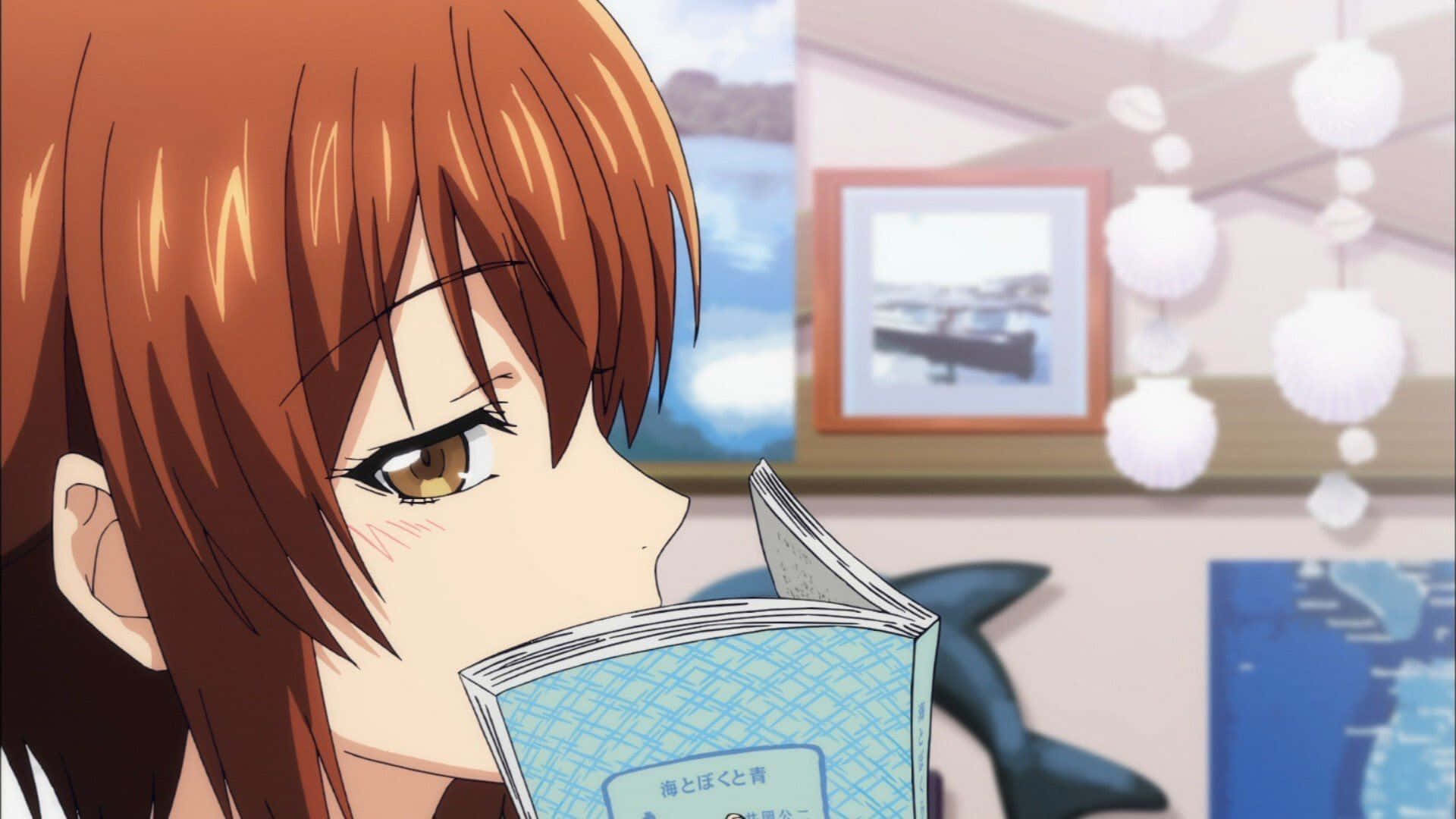 Chisa Kotegawa, brown hair, cozy room, Full HD Desktop Wallpaper