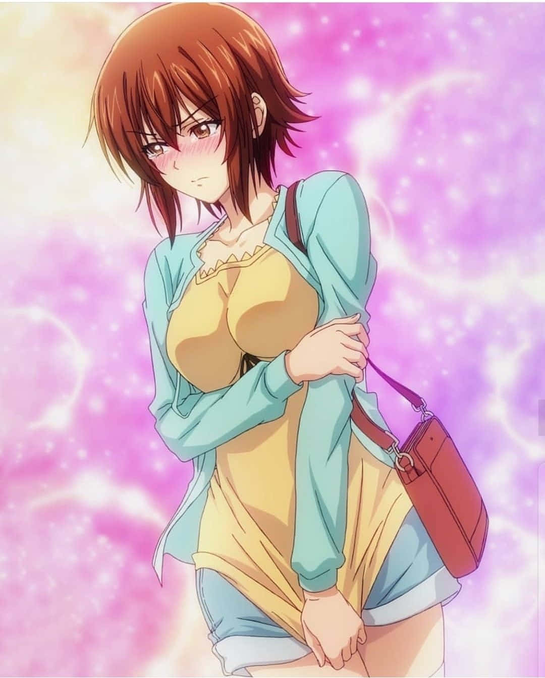 Chisa Kotegawa, brown hair, blushing cheeks, HD Phone Wallpaper