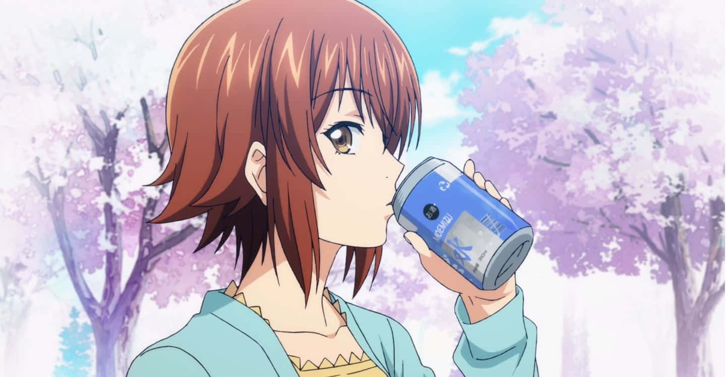 Chisa Kotegawa, brown hair, blue can, HD Desktop Wallpaper