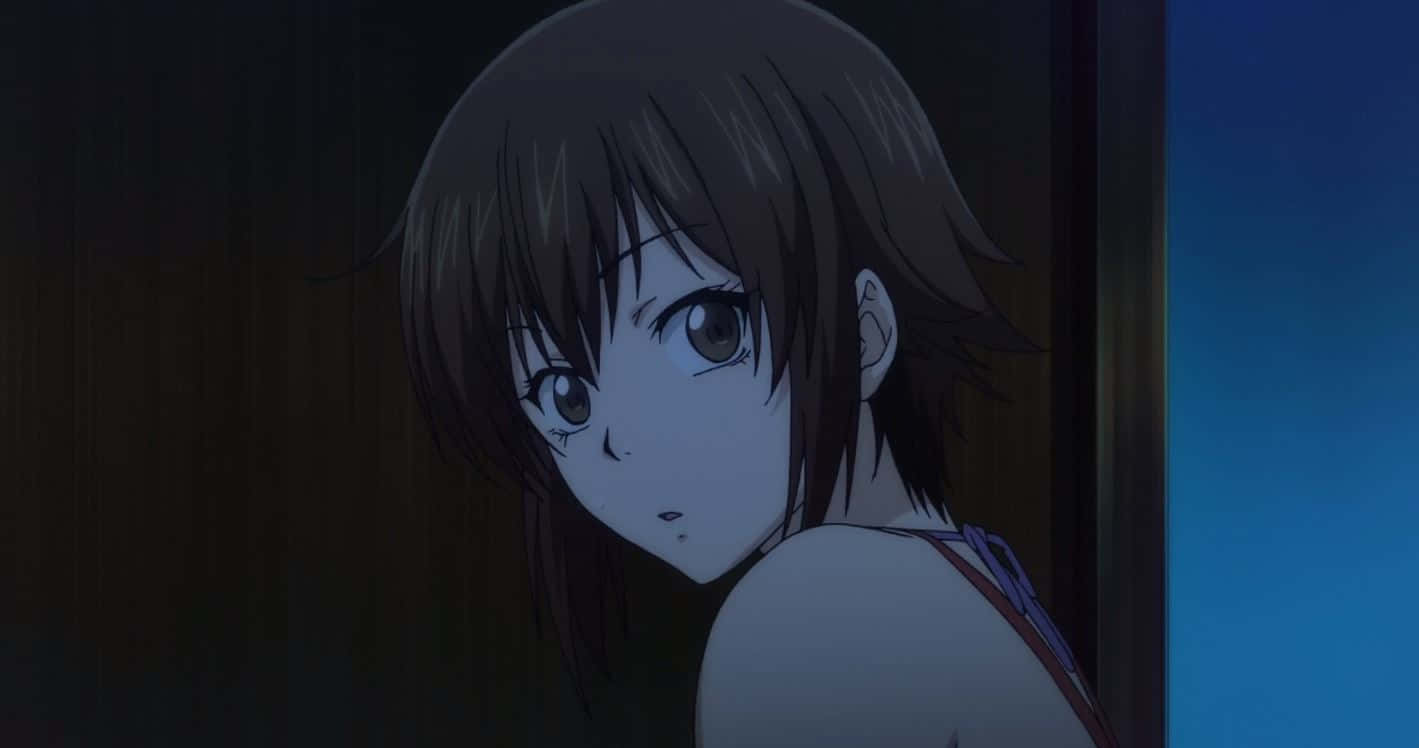 Chisa Kotegawa, brown hair, doorway, HD Desktop Wallpaper