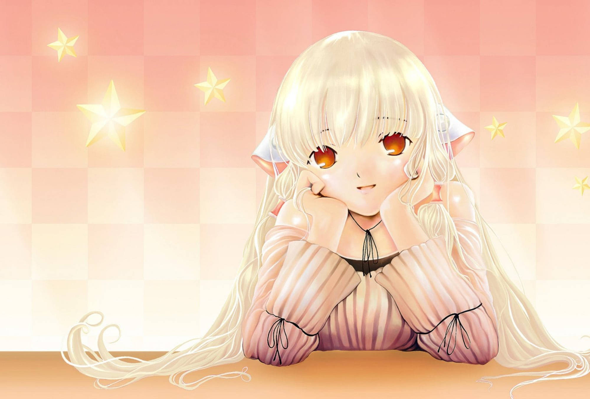 Chobits, Chii, long blonde hair, Full HD Desktop Wallpaper