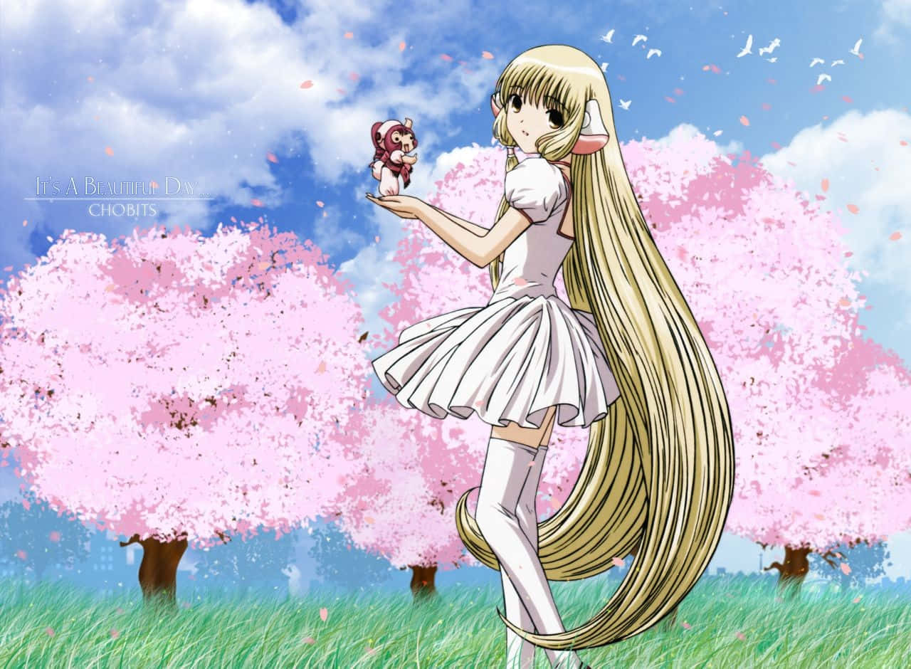 Chobits Chii, blonde anime girl, white dress, HD Desktop Wallpaper