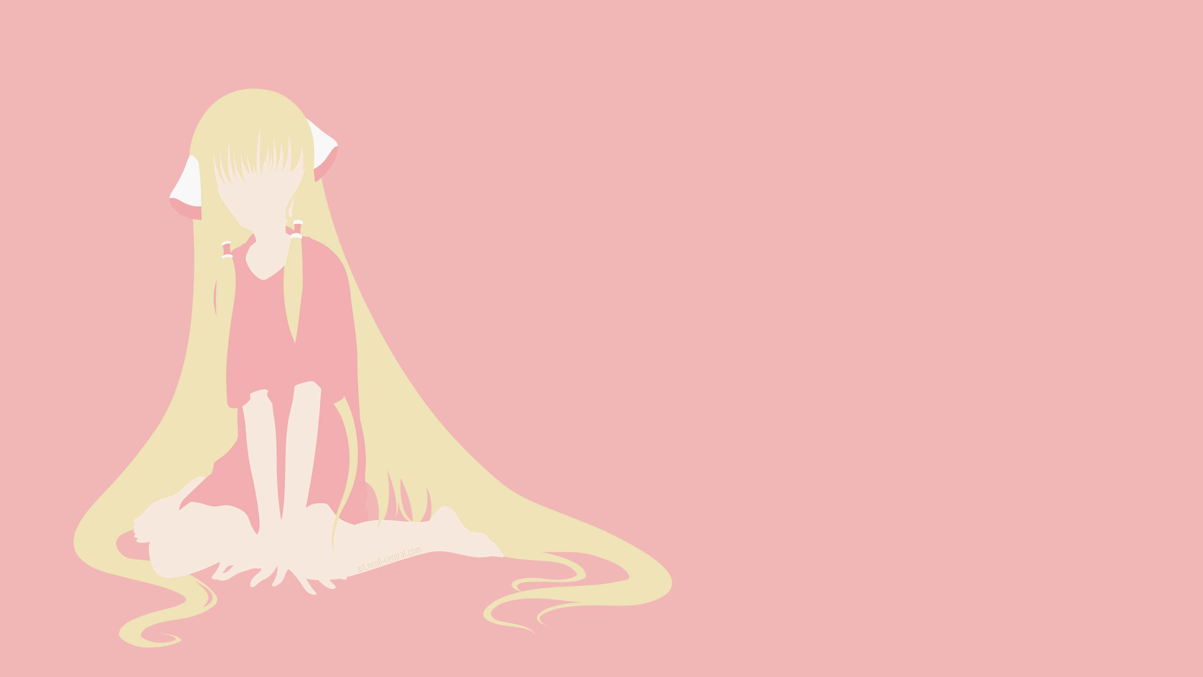 Chobits Freya, long blonde hair, white ears, 4K Desktop Wallpaper