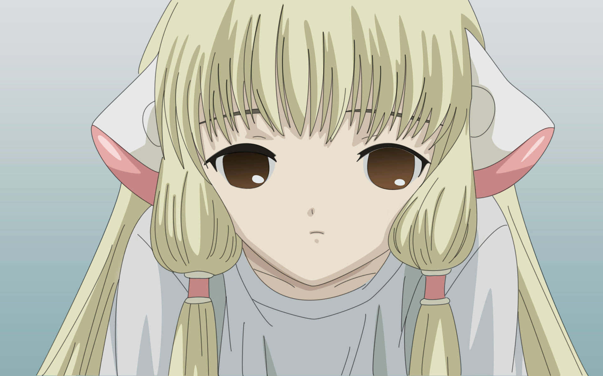 Chobits Freya, blonde pigtails, pink-tipped ears, Full HD Desktop Wallpaper