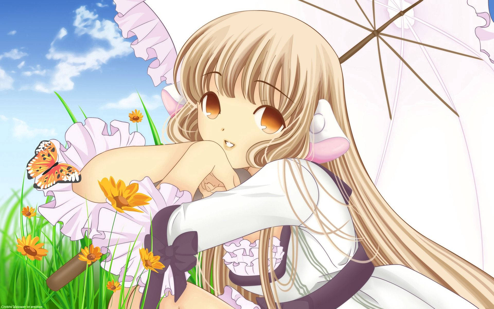 Chobits, anime girl, long blonde hair, Full HD Desktop Wallpaper
