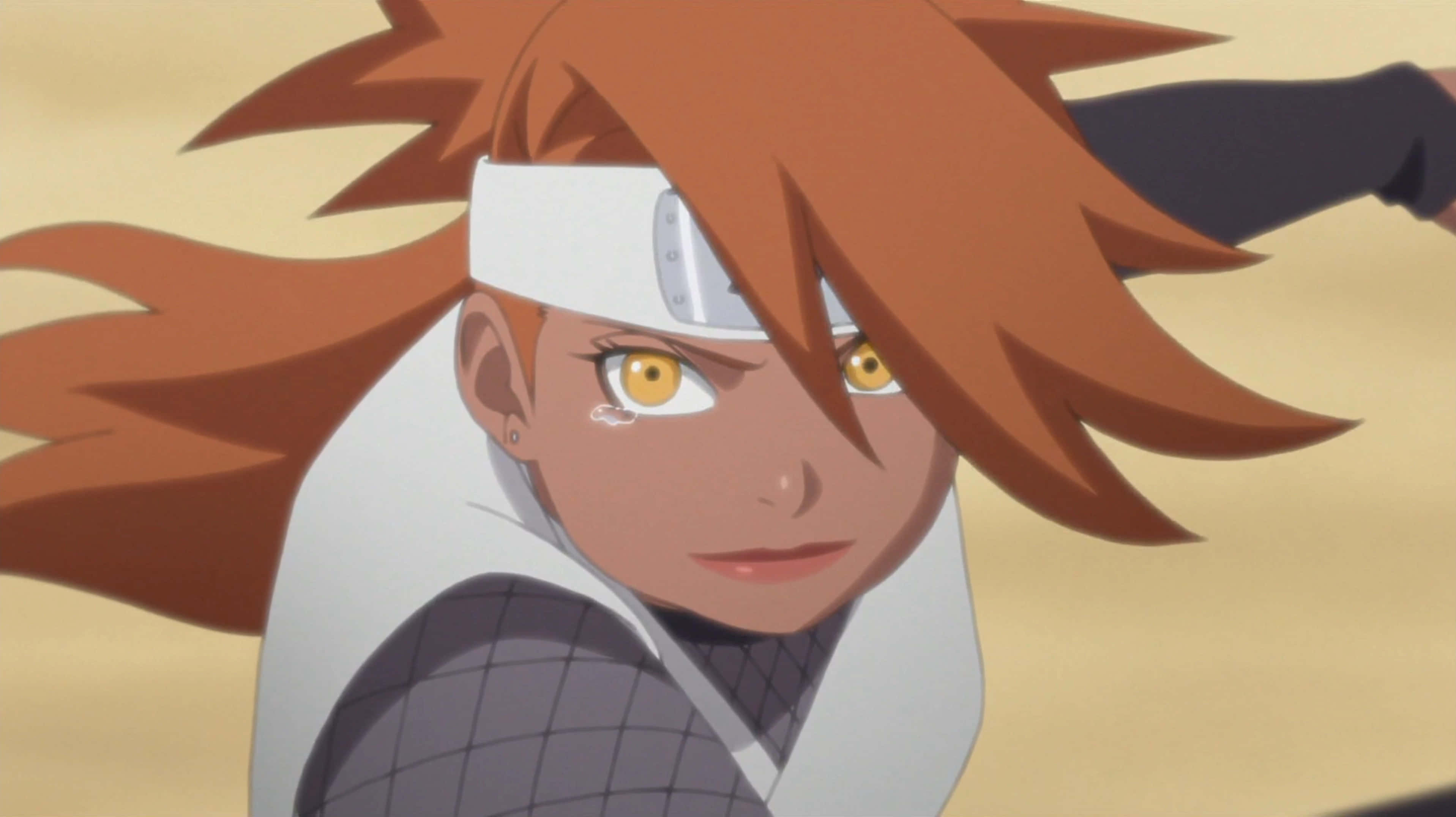 Chocho Akimichi, fiery orange hair, golden eyes, 2K Desktop Wallpaper