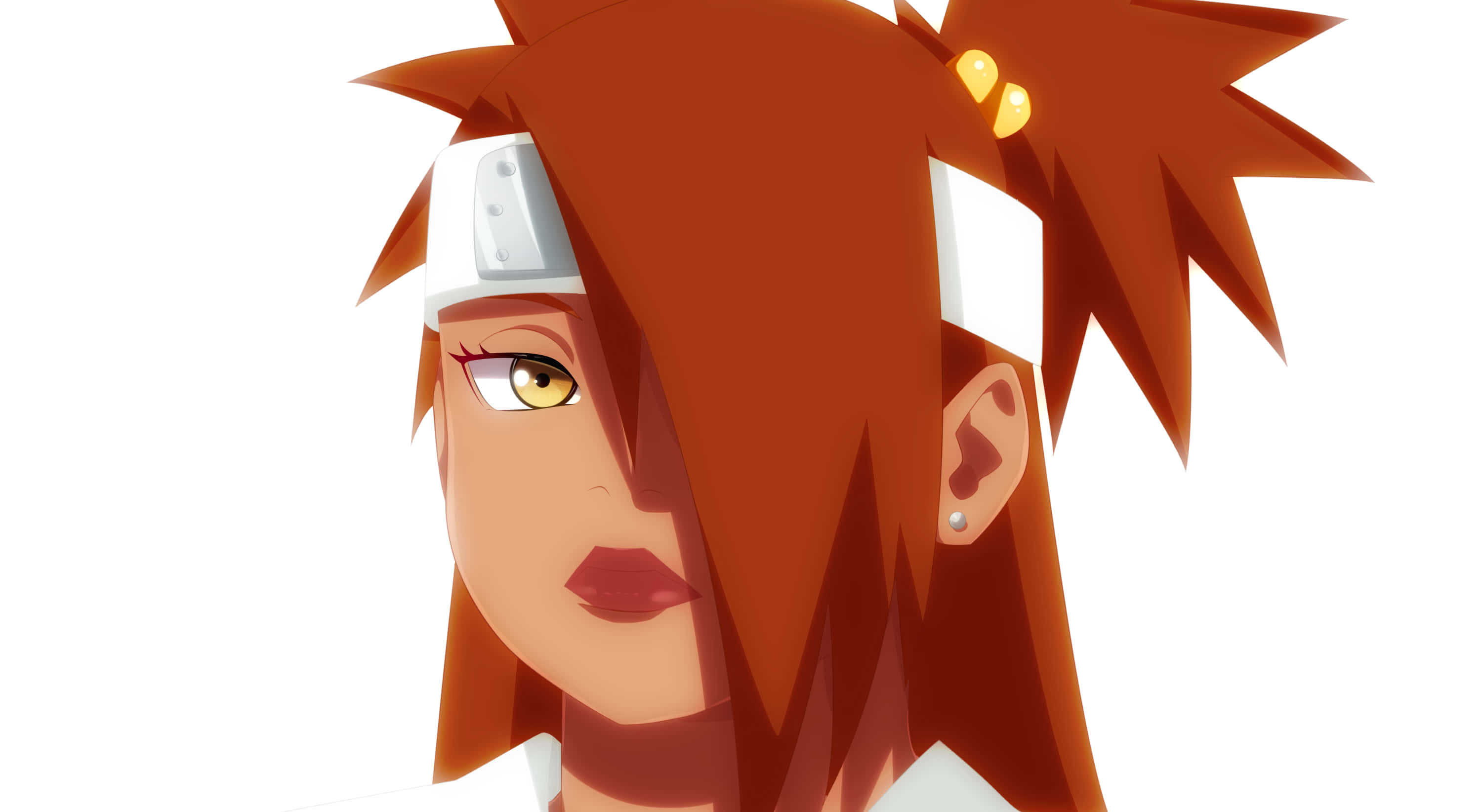 Chocho Akimichi, fiery red hair, white headband, 2K Desktop Wallpaper