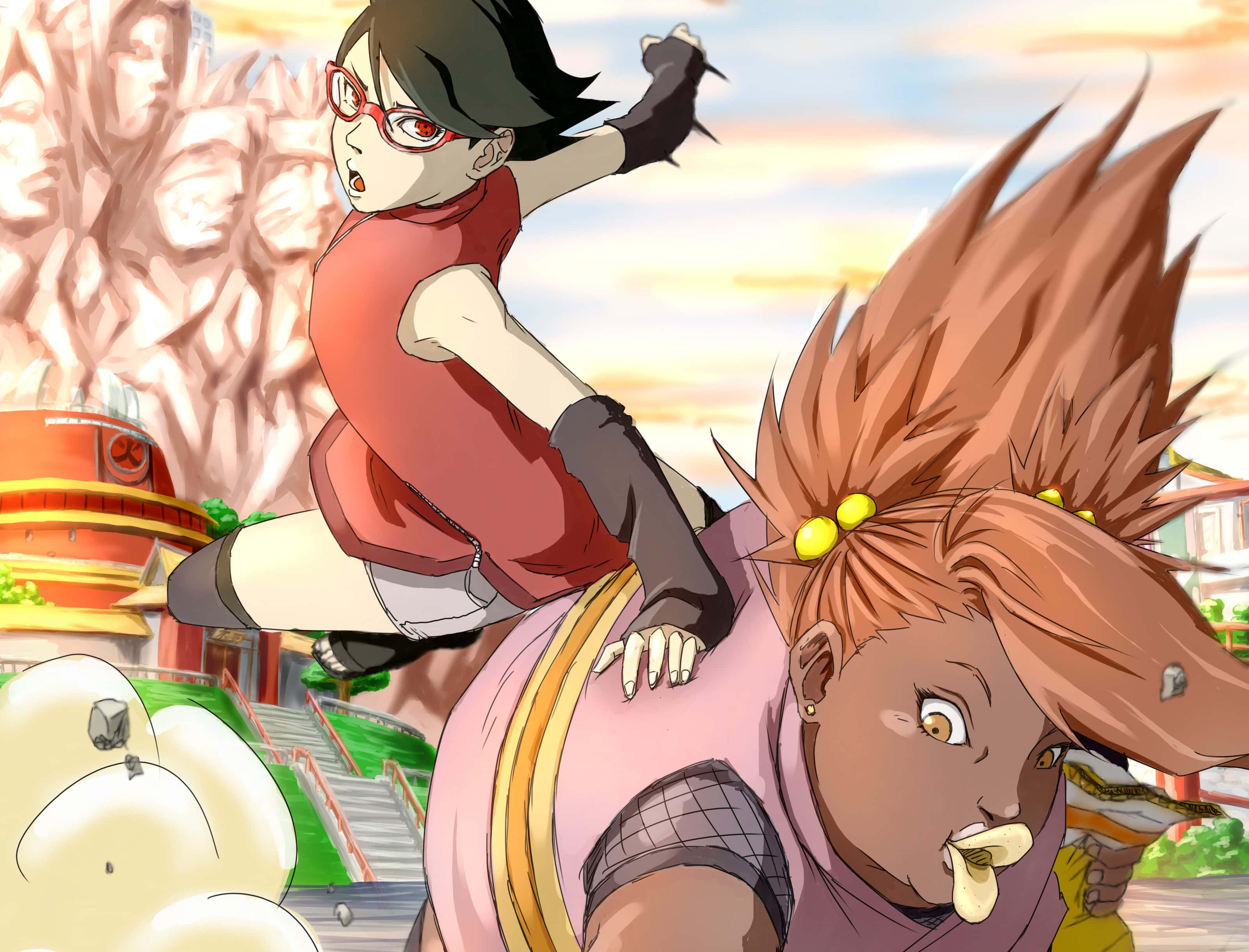 Chocho Akimichi, anime characters, village, 2K Desktop Wallpaper