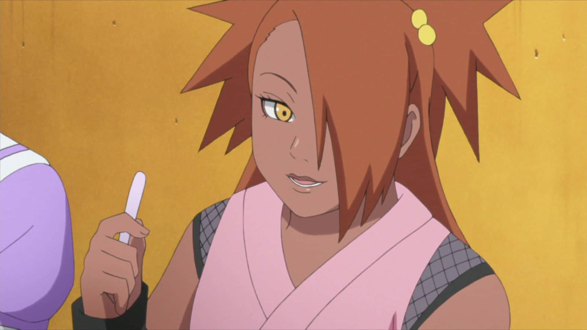 Chocho Akimichi, spiky orange hair, golden eye, Full HD Desktop Wallpaper