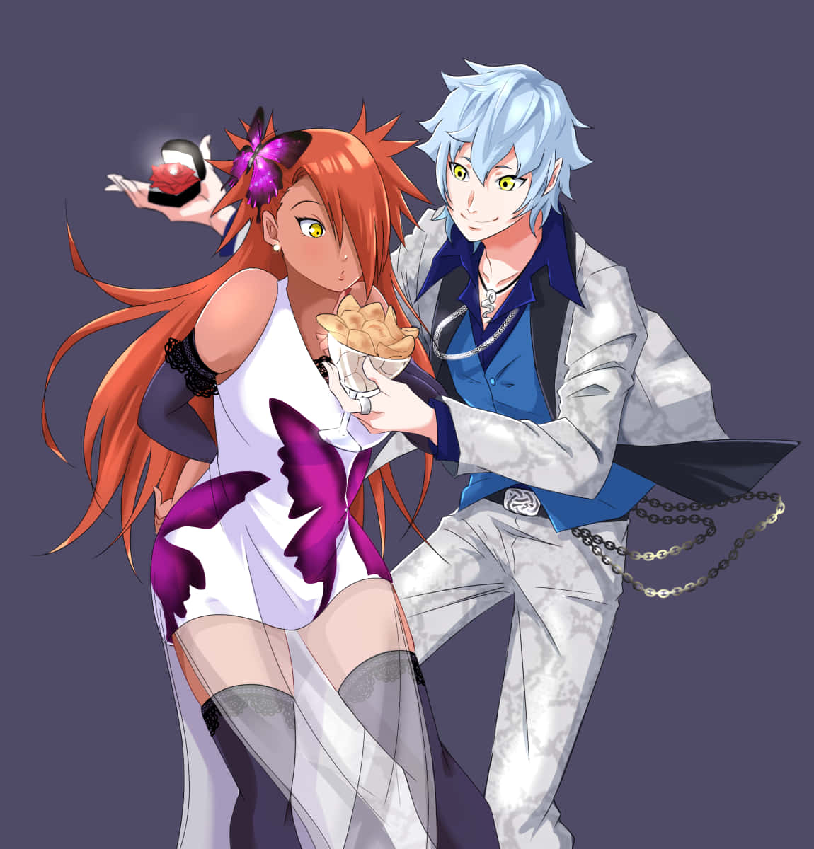 Chocho Akimichi, orange and silver hair, fries, SD Phone Wallpaper