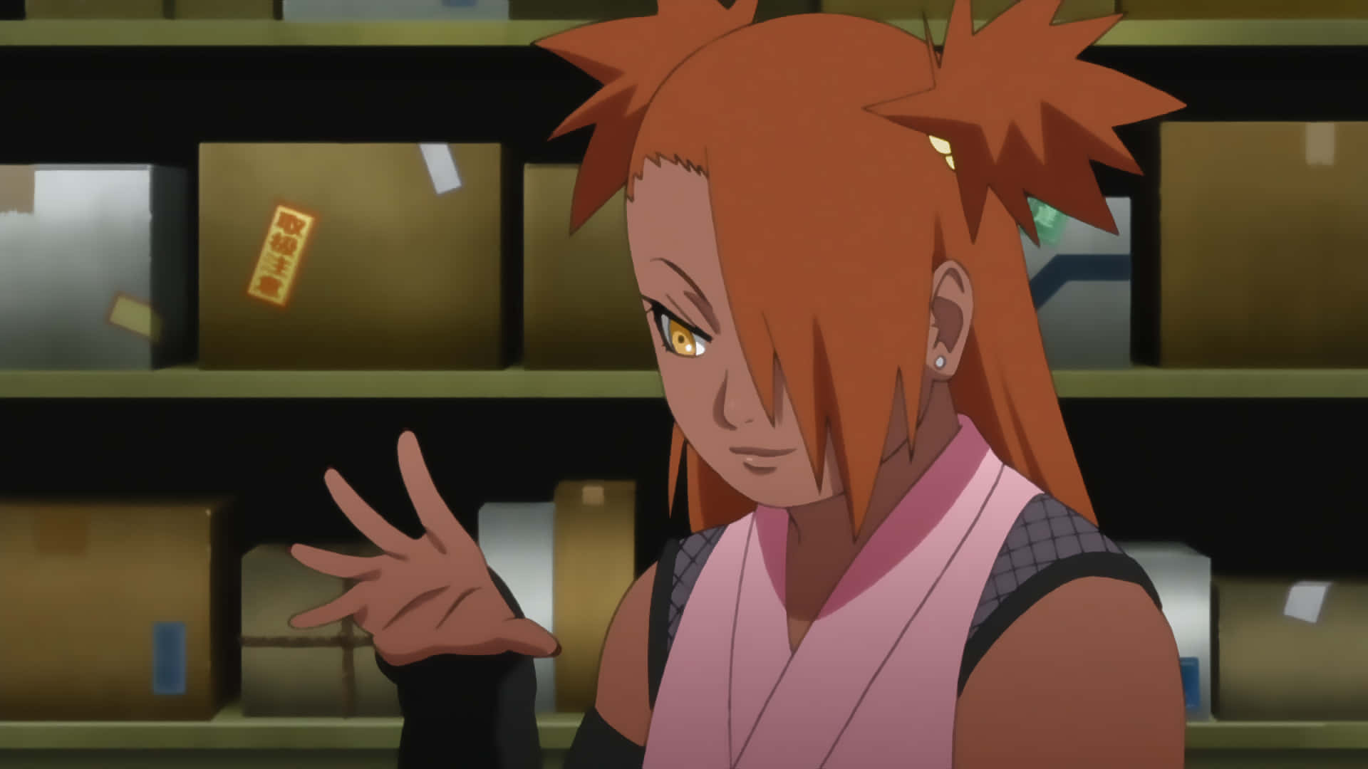 Chocho Akimichi, spiky orange hair, yellow eyes, Full HD Desktop Wallpaper