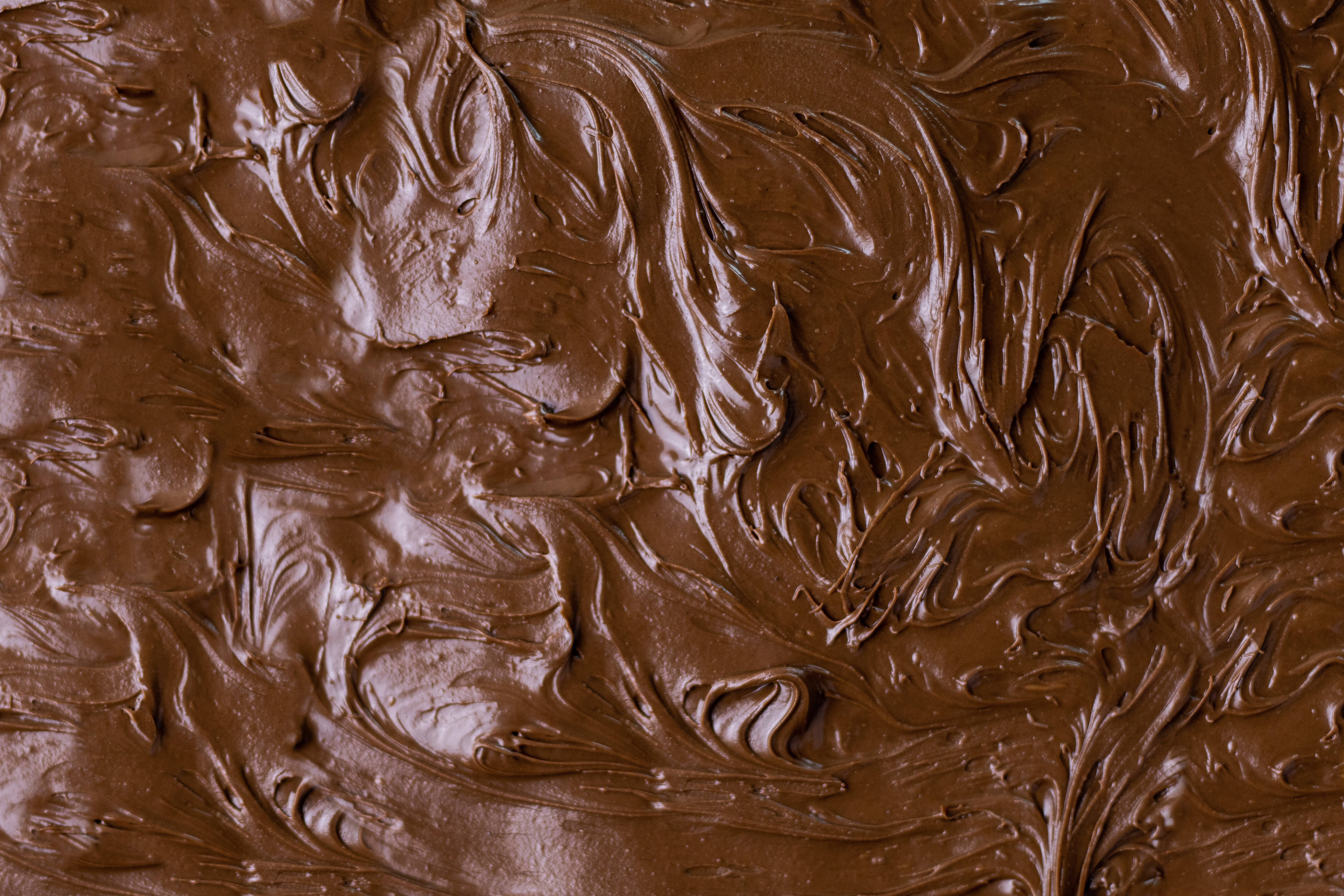 Chocolate Spread, glossy chocolate swirls, smooth creamy texture, 5K Desktop Wallpaper