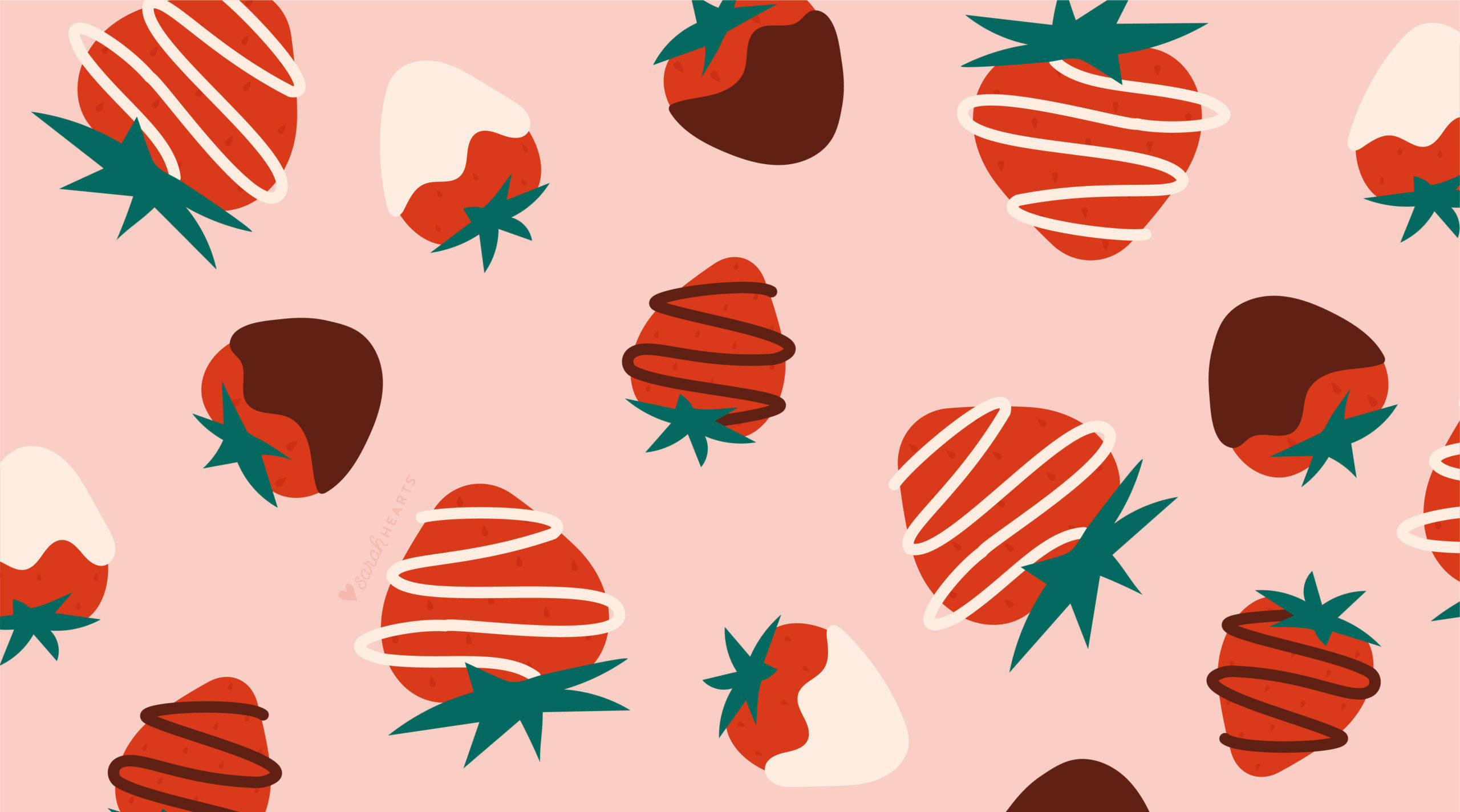 strawberry, chocolate, white chocolate, 2K Desktop Wallpaper