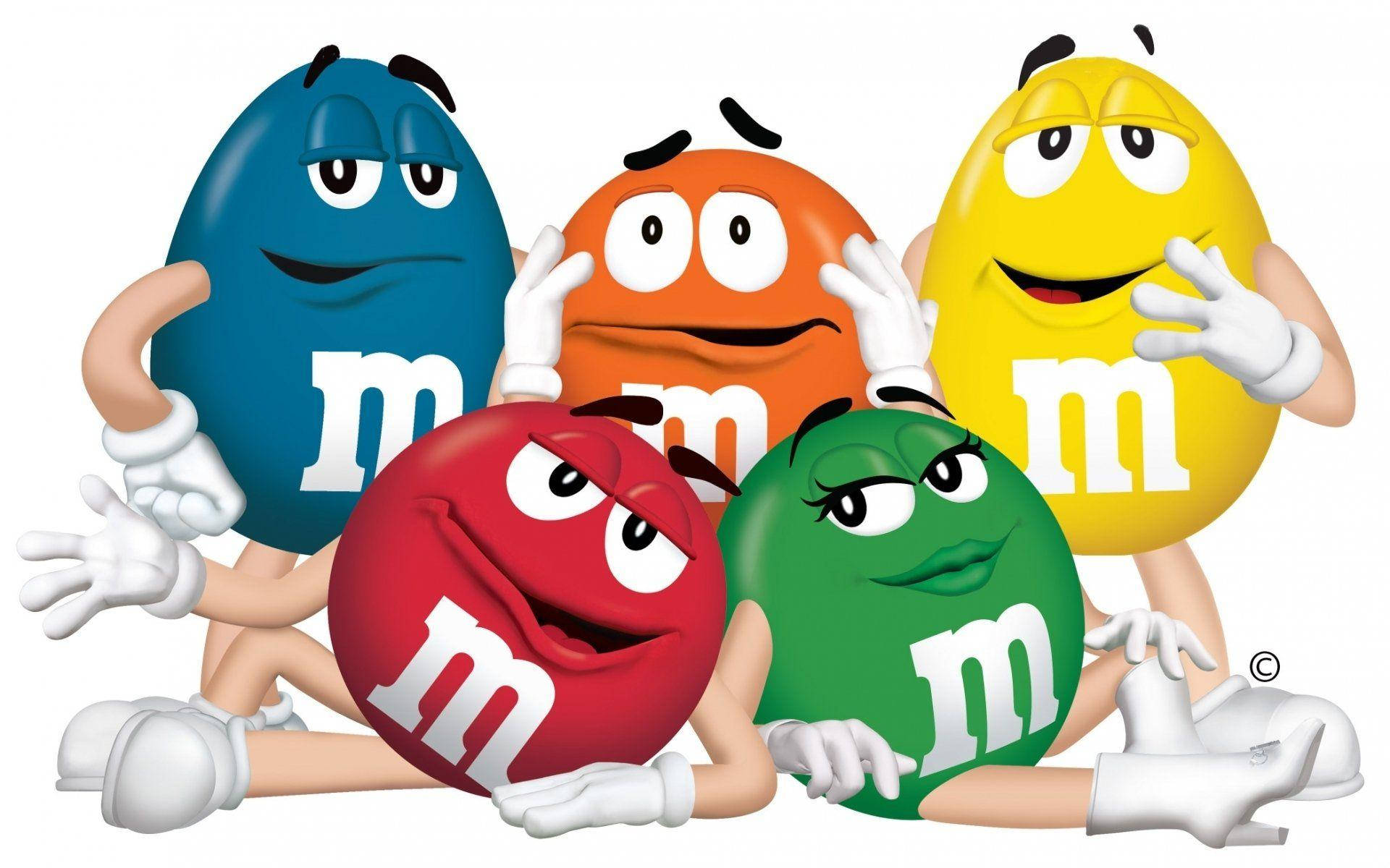 M&M's, colorful, cartoon characters, Full HD Desktop Wallpaper