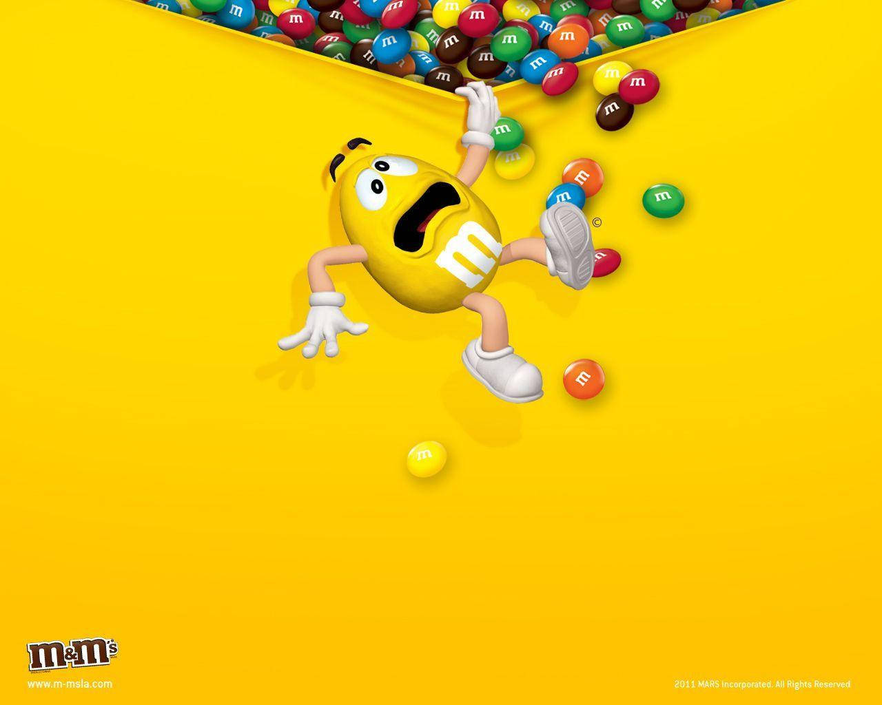 M&M character, white sneakers, candy bag, HD Desktop Wallpaper