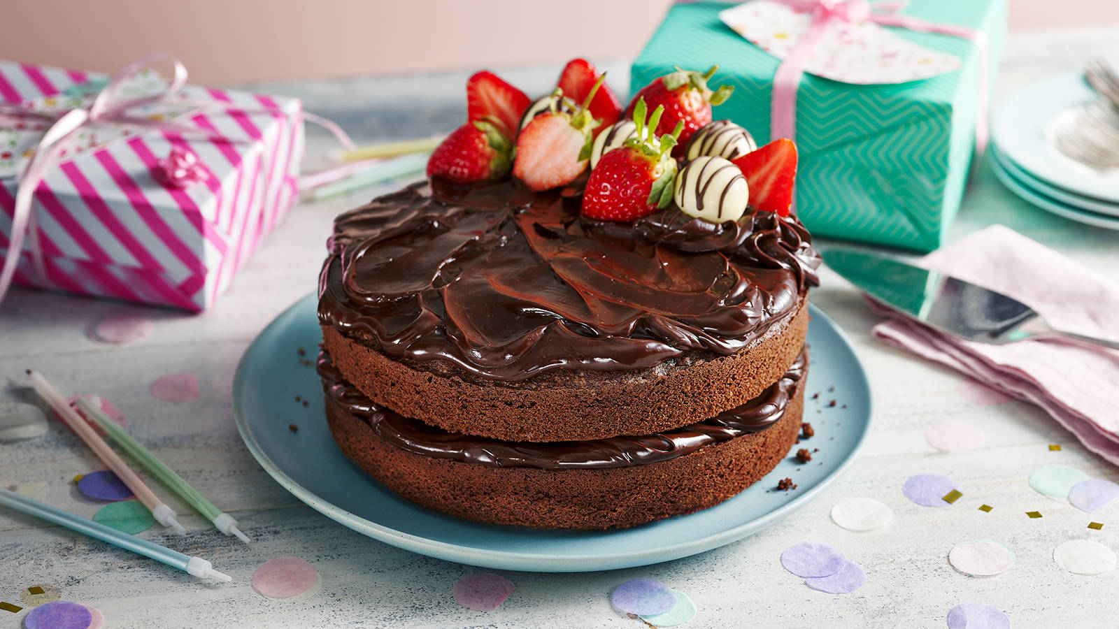 birthday chocolate cake, ganache, fresh strawberries, HD Desktop Wallpaper