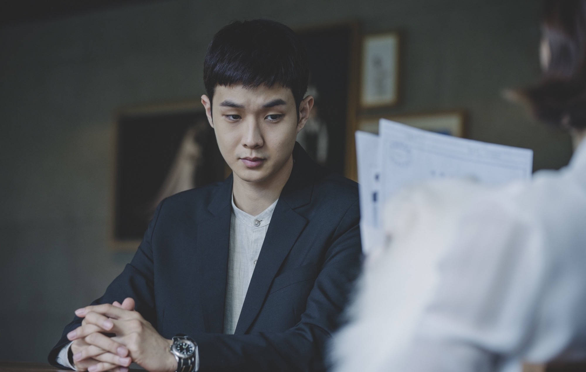 Choi Woo Shik, dark blazer, dimly lit room, Full HD Desktop Wallpaper