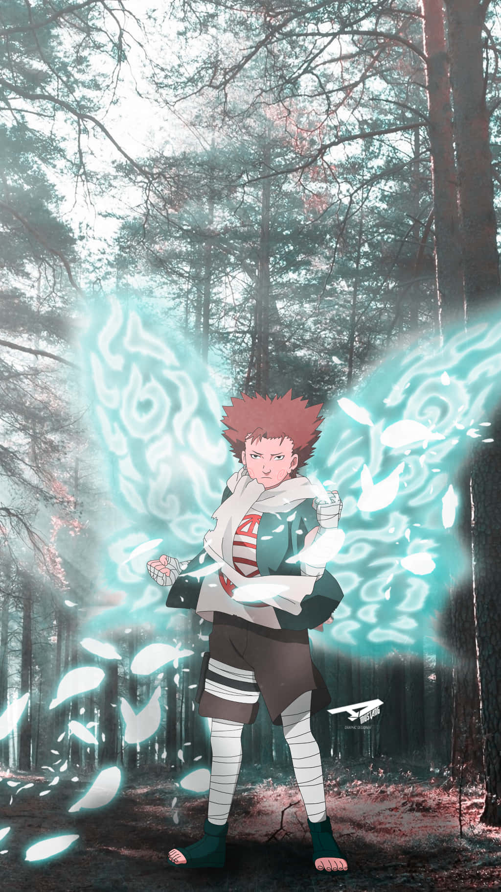 Choji, red hair, misty forest, HD Phone Wallpaper