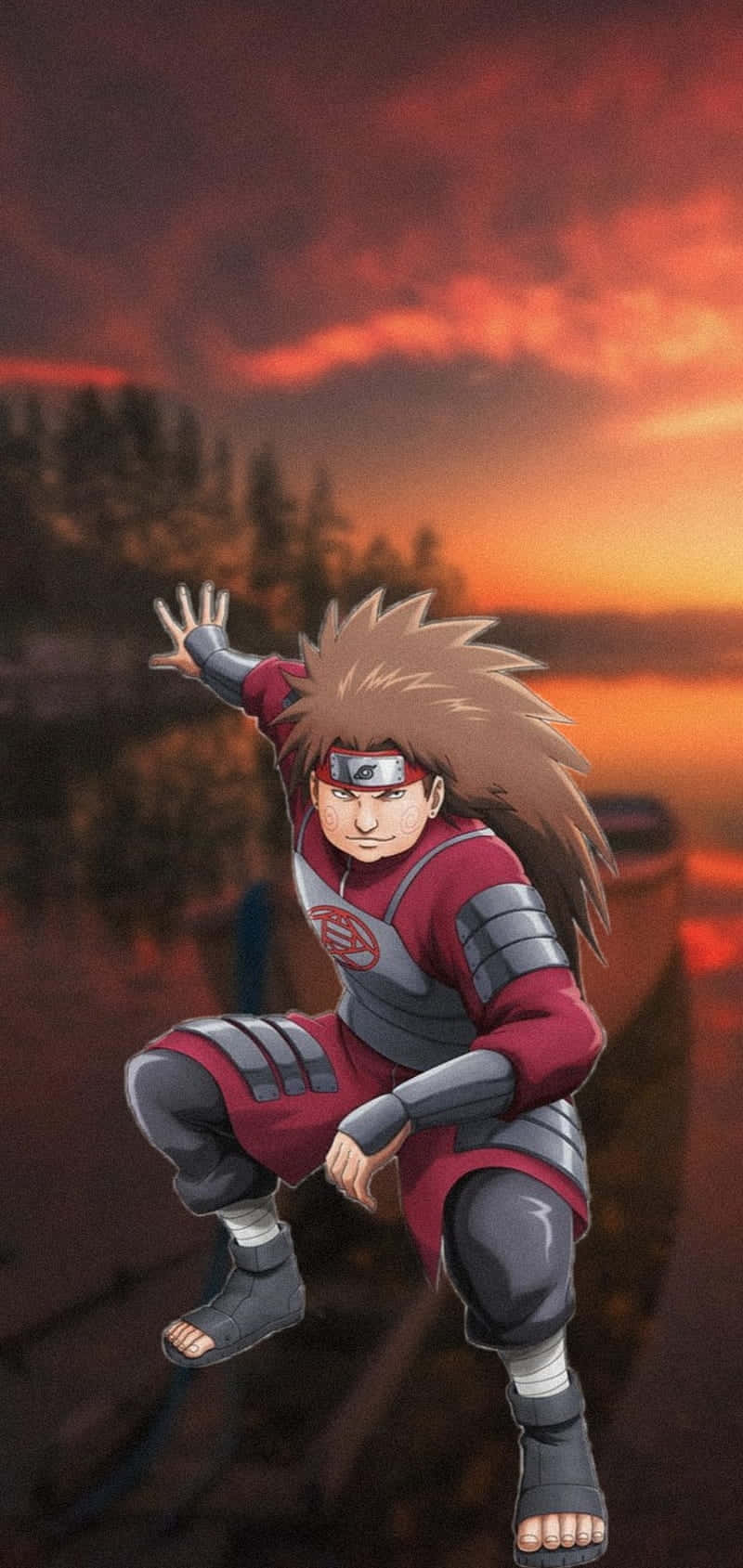 Choji, spiky-haired anime ninja, red armor, HD Phone Wallpaper