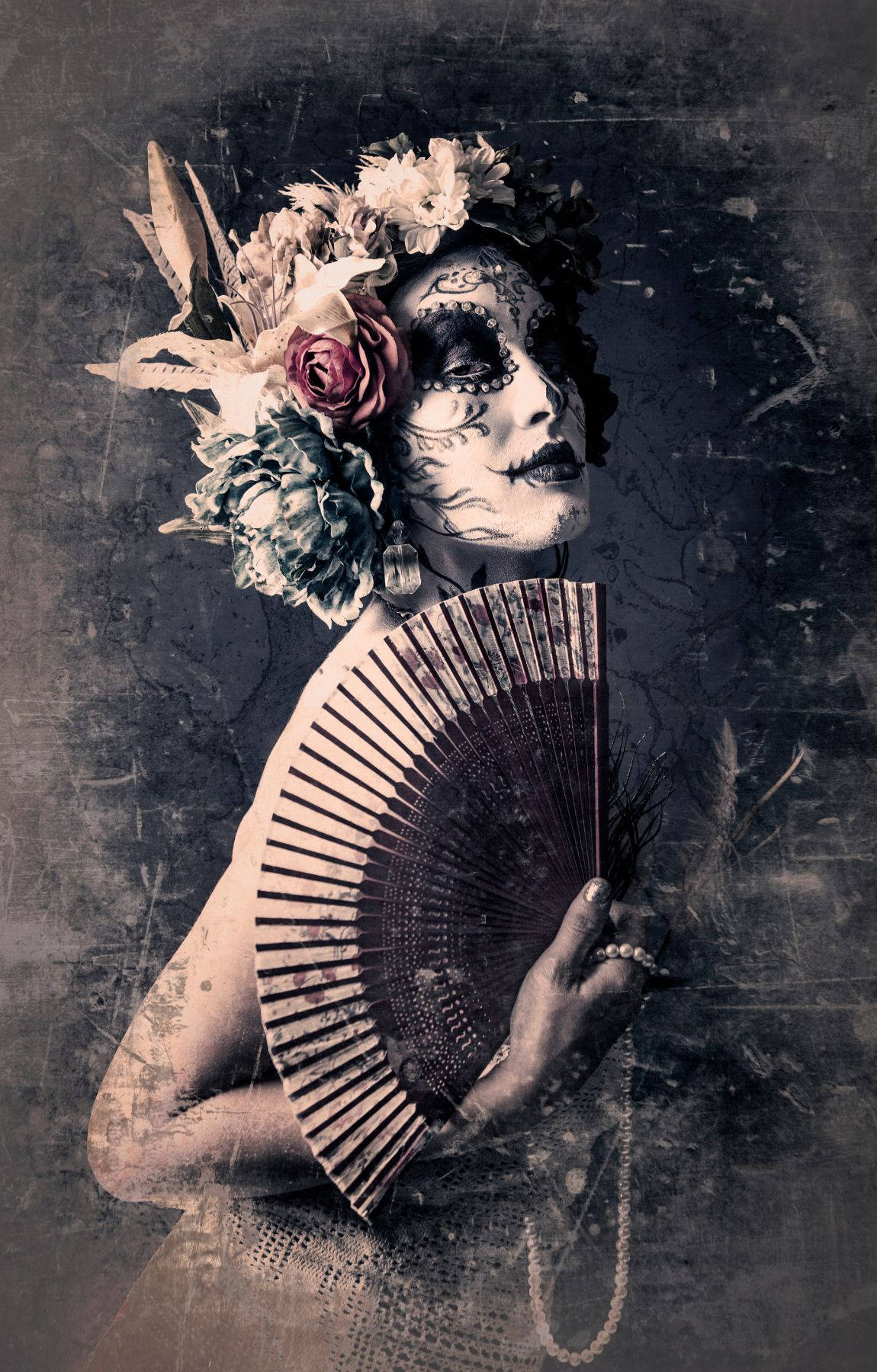 Chola Sugar Skulls, sugar skull makeup, floral crown, HD Phone Wallpaper