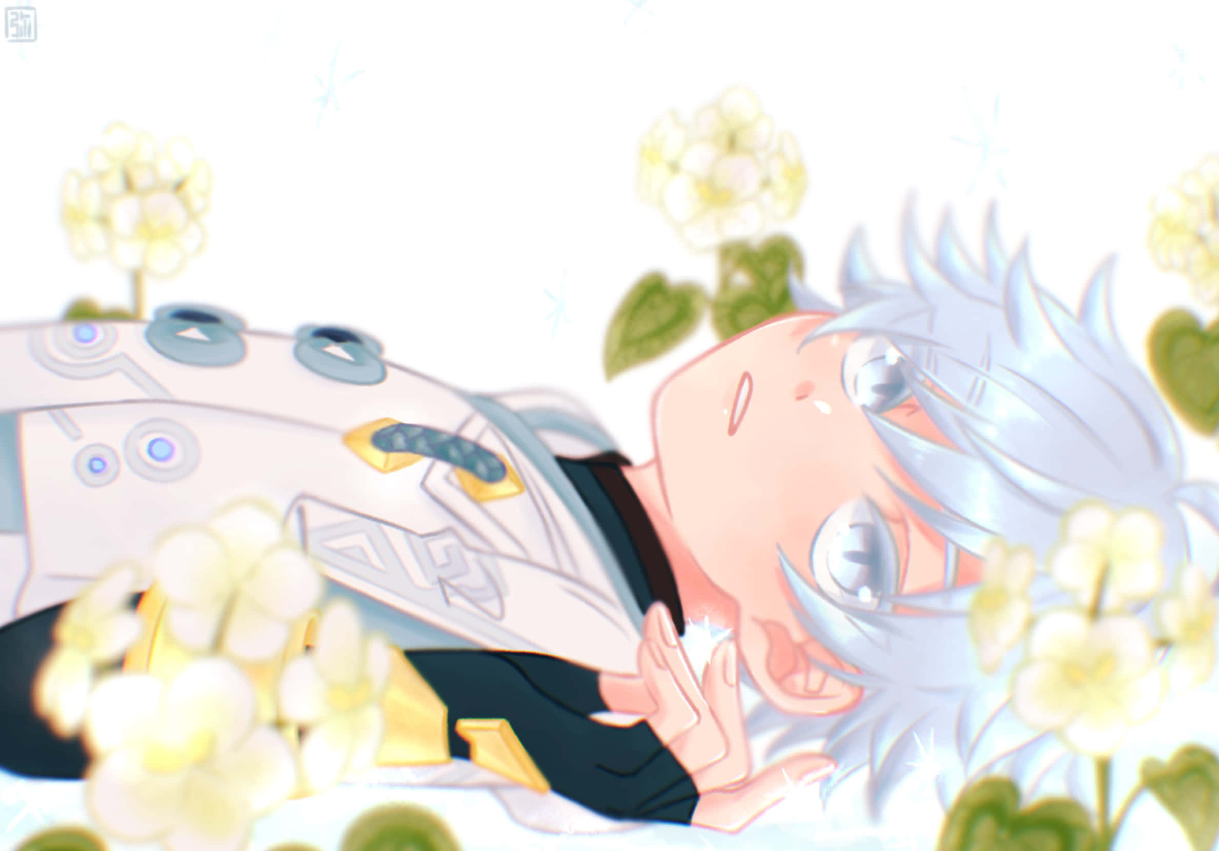 Chongyun, silver-haired anime boy, futuristic armor, Full HD Desktop Wallpaper