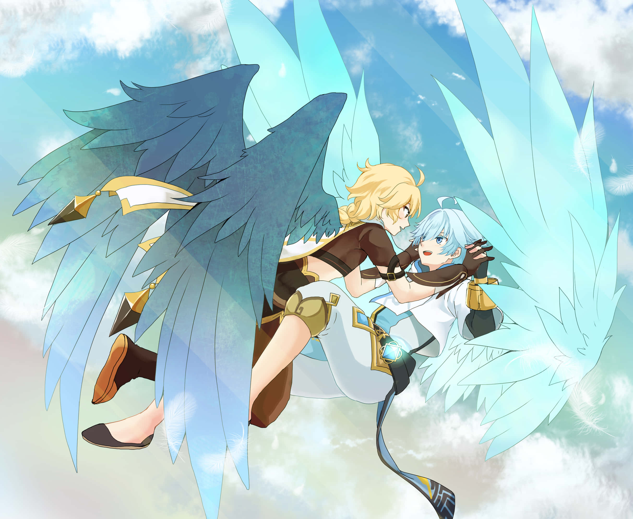 Chongyun, anime characters, wings, 2K Desktop Wallpaper